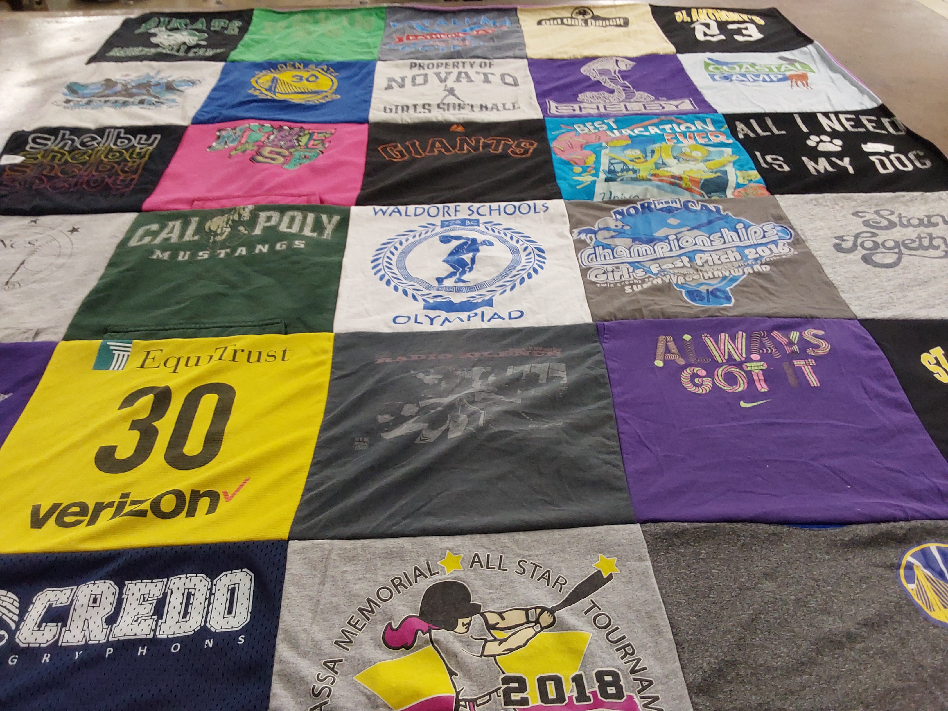 T-shirt quilt featuring golden state warriors by Brigit from CA