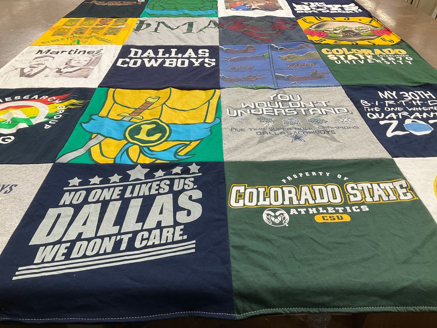 T-shirt quilt featuring dallas cowboys by Edward from CA