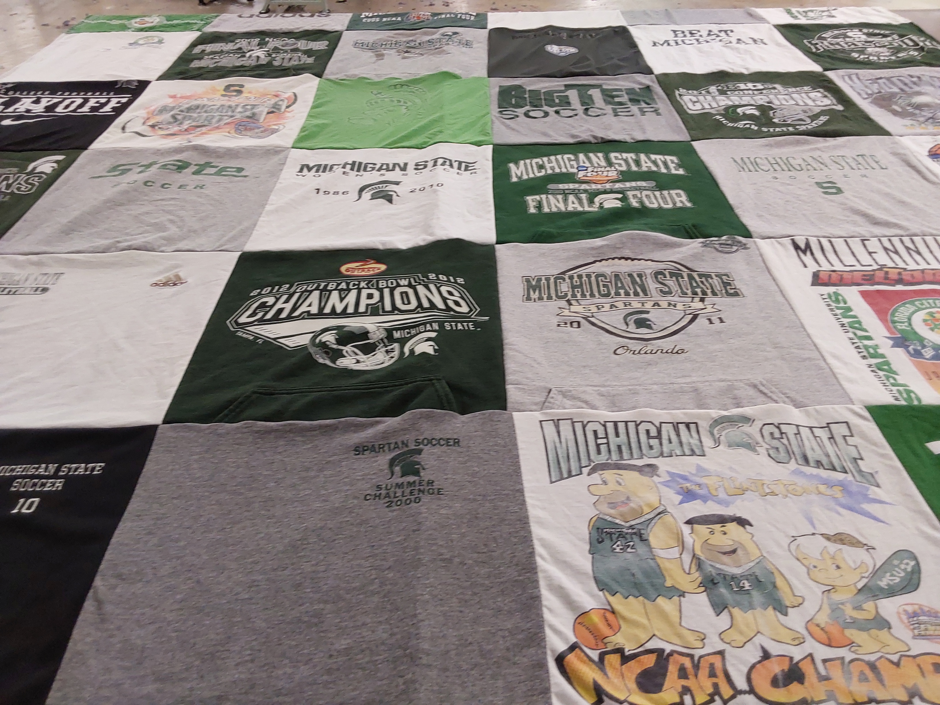 T-shirt quilt featuring michigan state spartans by Sara from MI