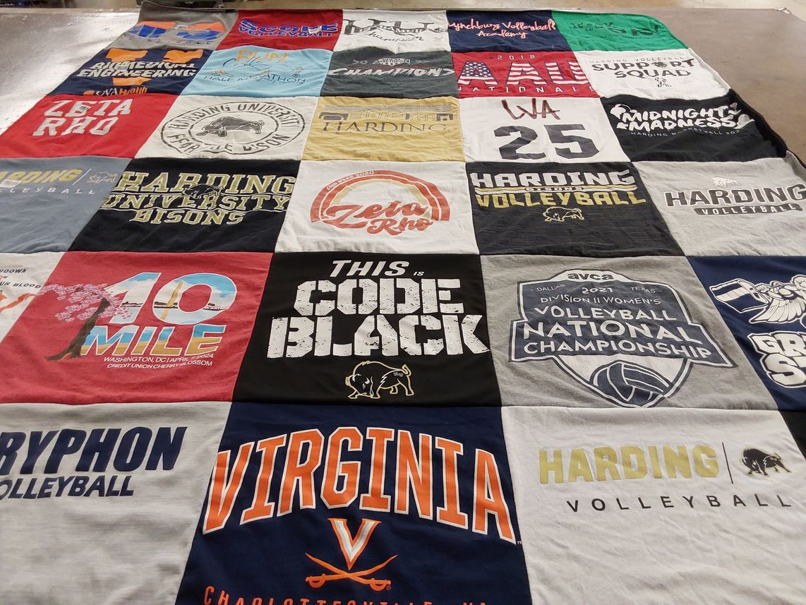 T-shirt quilt featuring harding university volleyball, virginia volleyball by Dana from VA