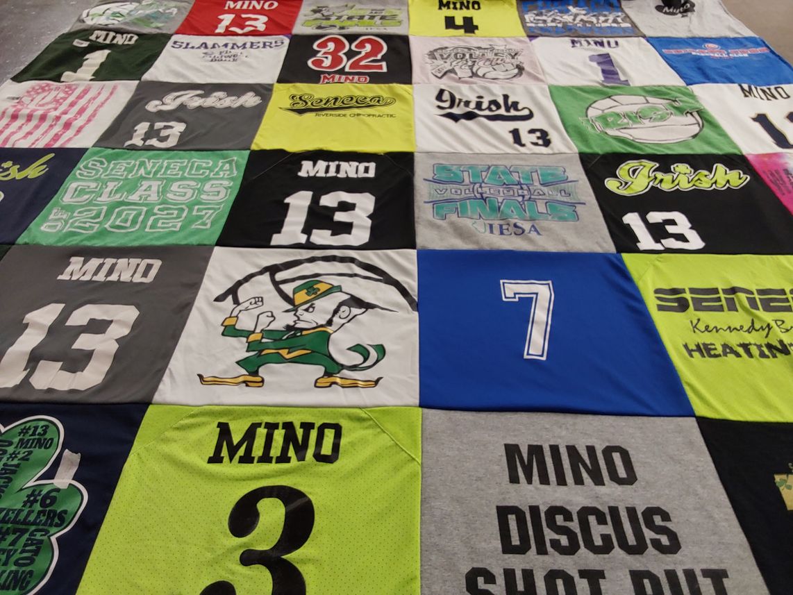 T-shirt quilt featuring irish team by Amy from IL