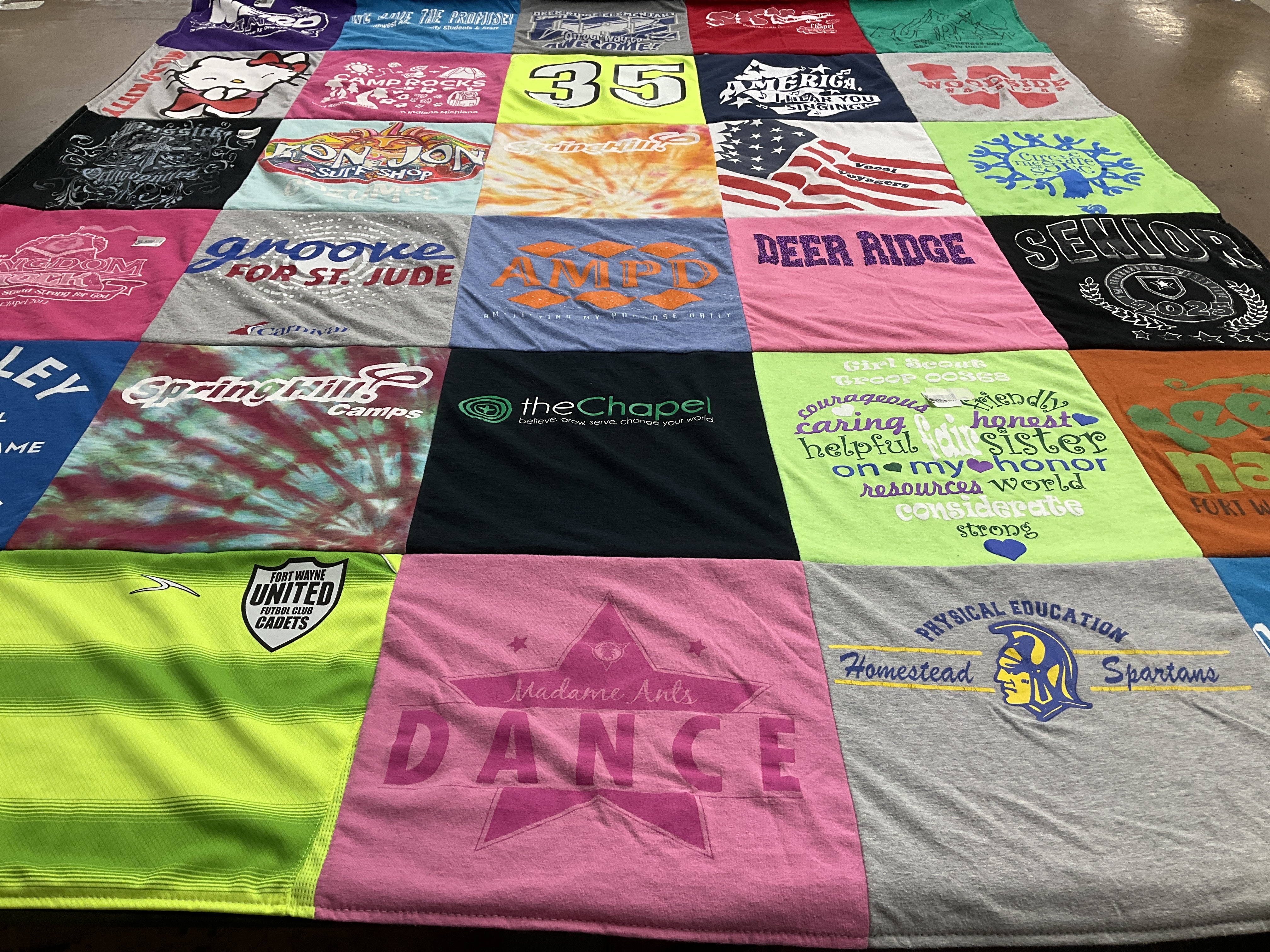 T-shirt quilt featuring homestead spartans by Michelle from IN