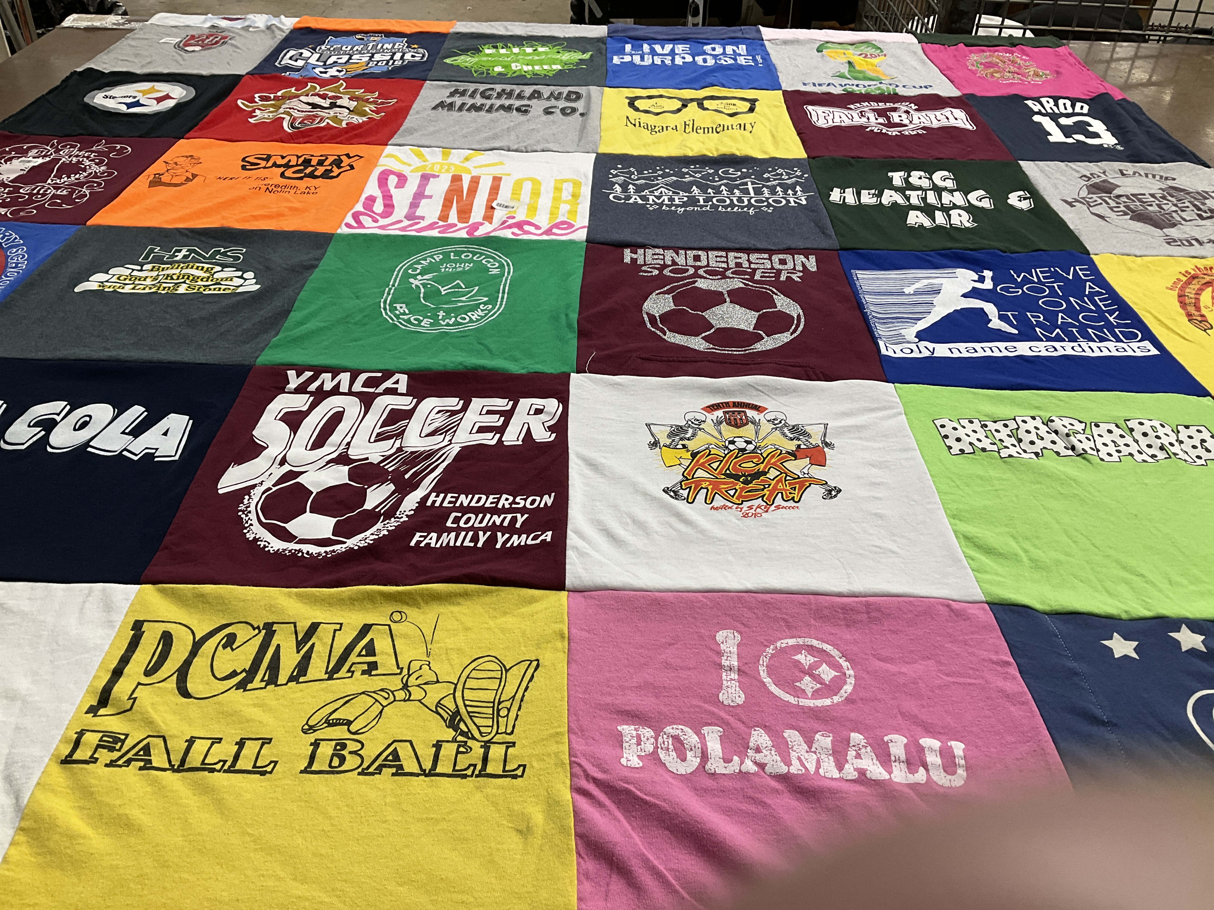 T-shirt quilt featuring henderson county family ymca, holy name cardinals by Darah from KY