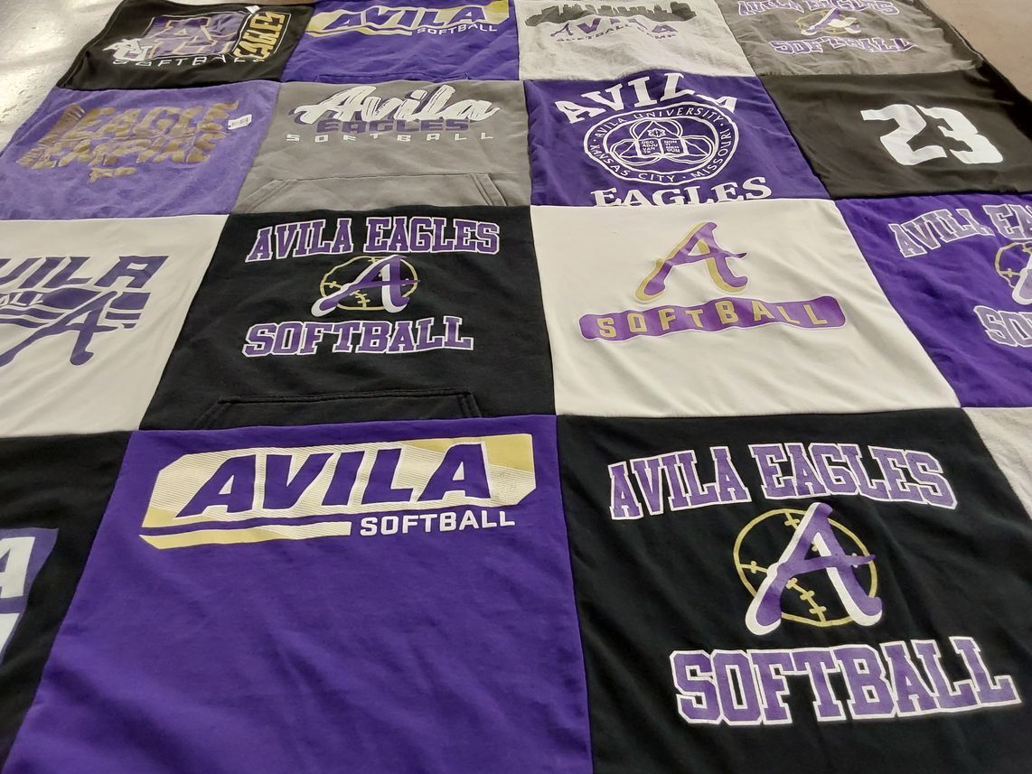 T-shirt quilt featuring avila university eagles by Misty from KS