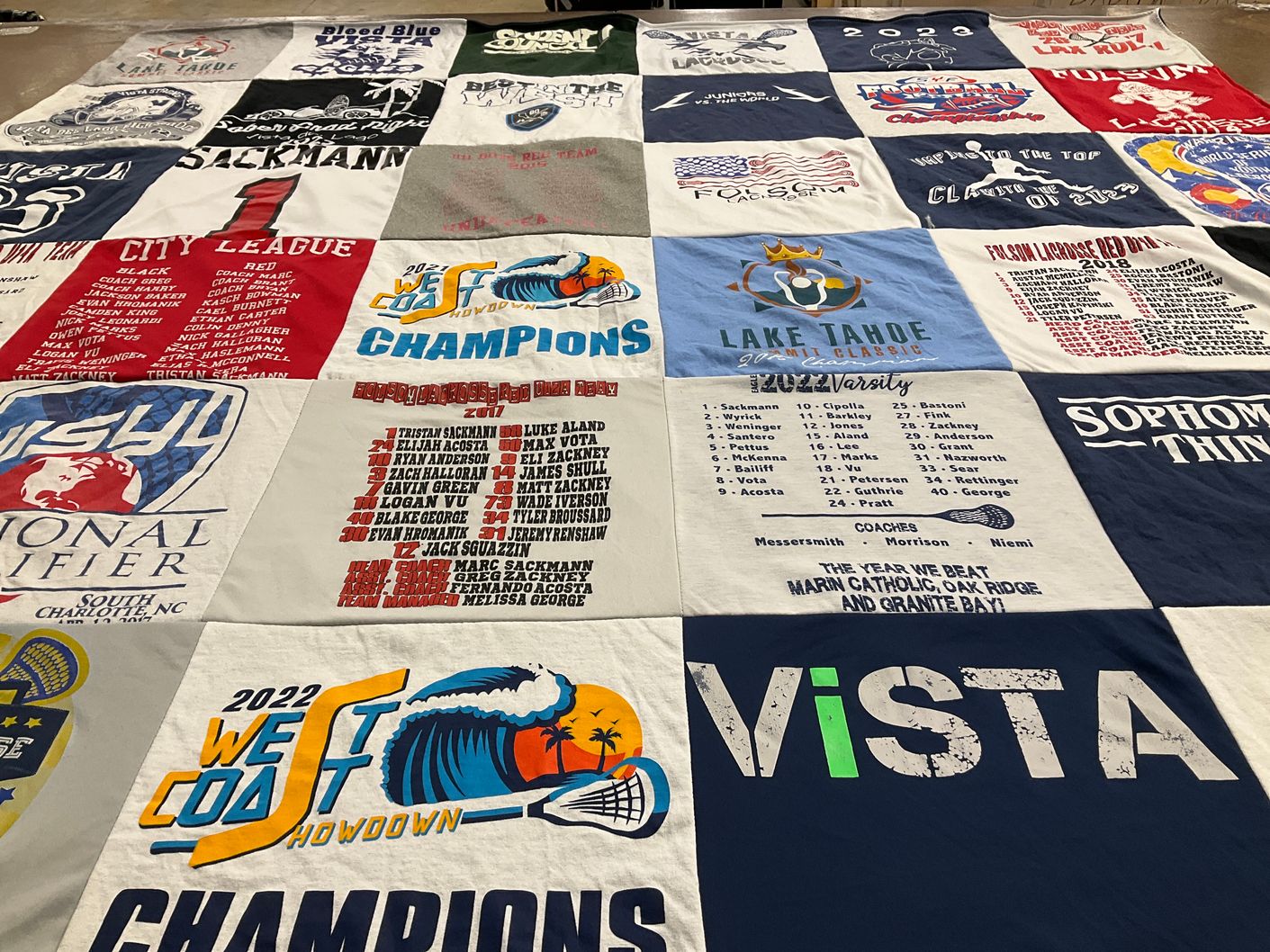 T-shirt quilt featuring lake tahoe girls lacrosse club by Ginger from CA