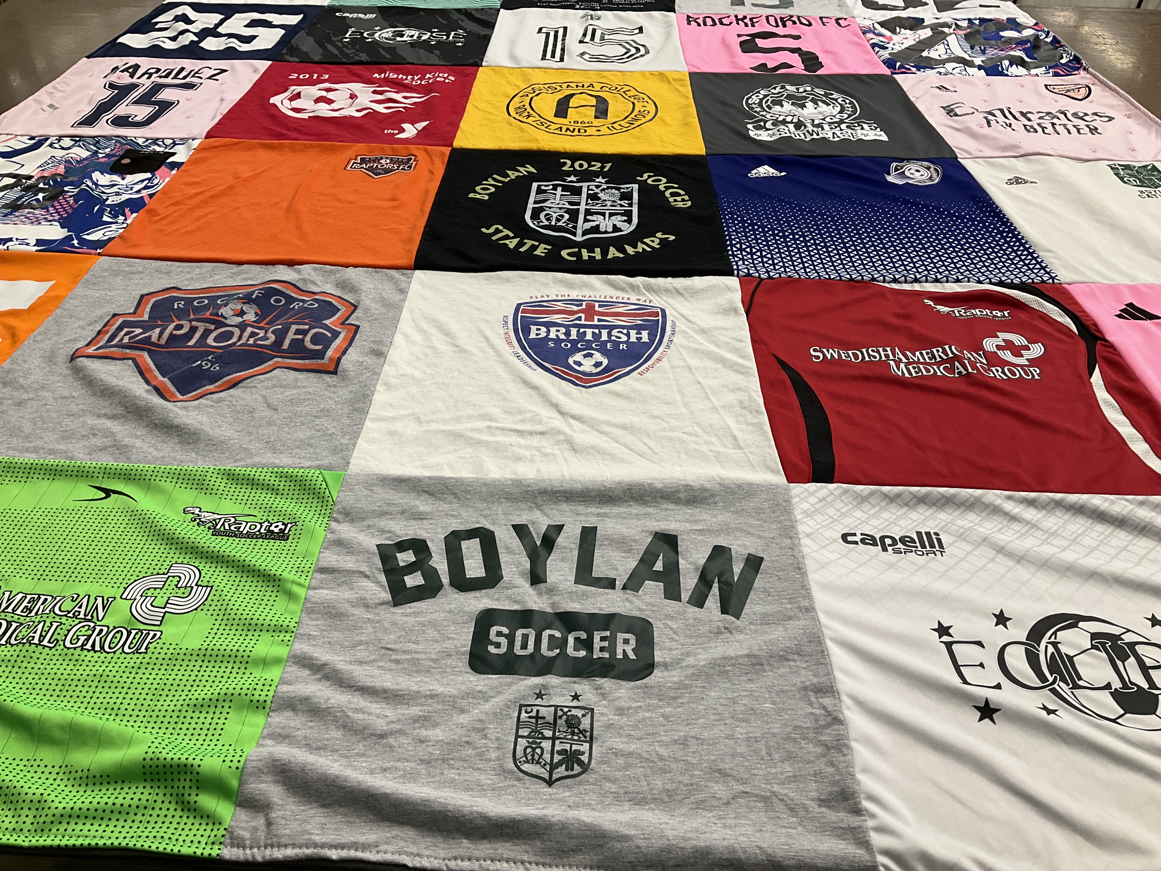 T-shirt quilt featuring rockford raptors football club by Kristina from IL