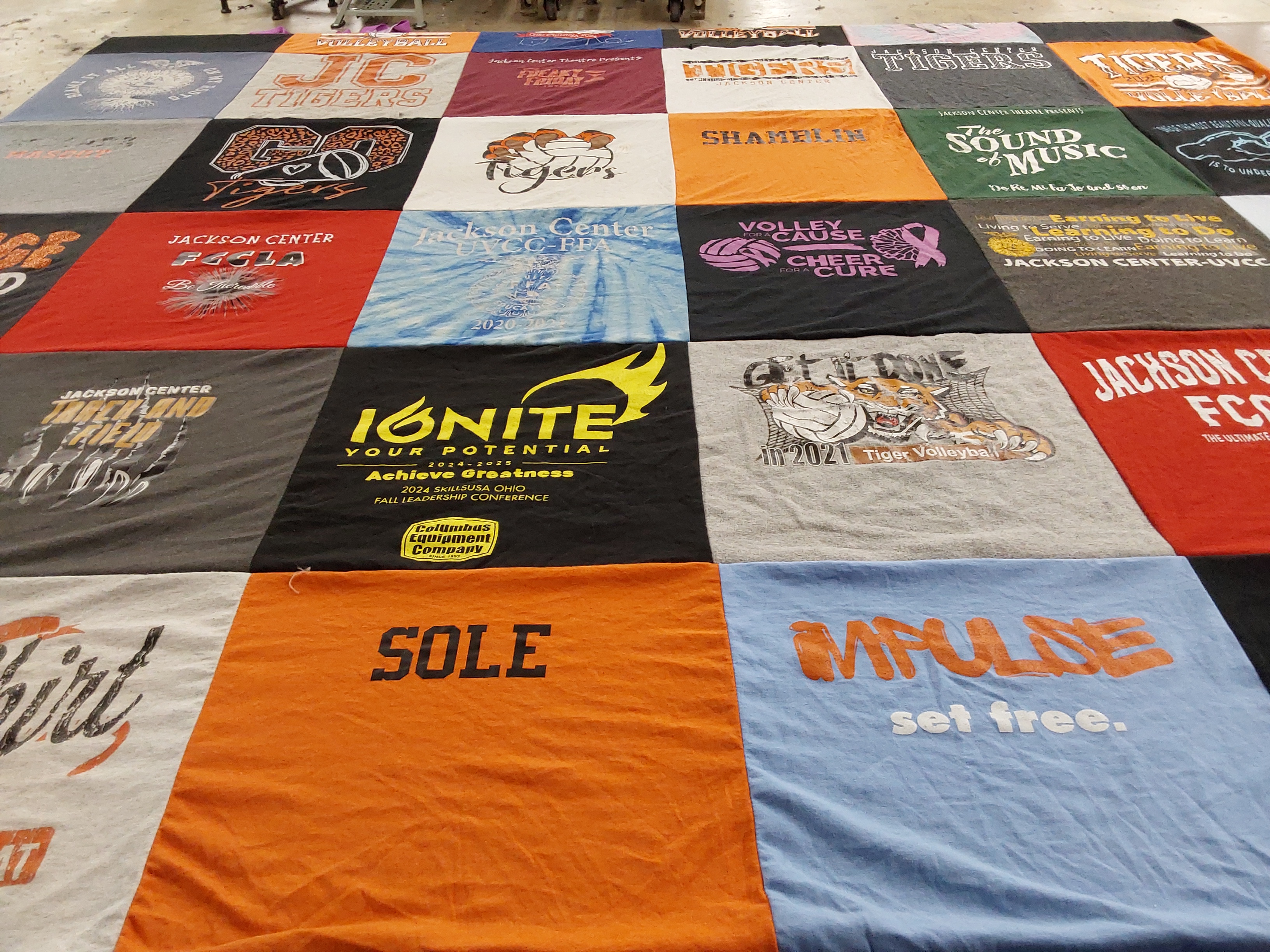 T-shirt quilt featuring jackson center volleyball, jackson center football by Broaddus from OH