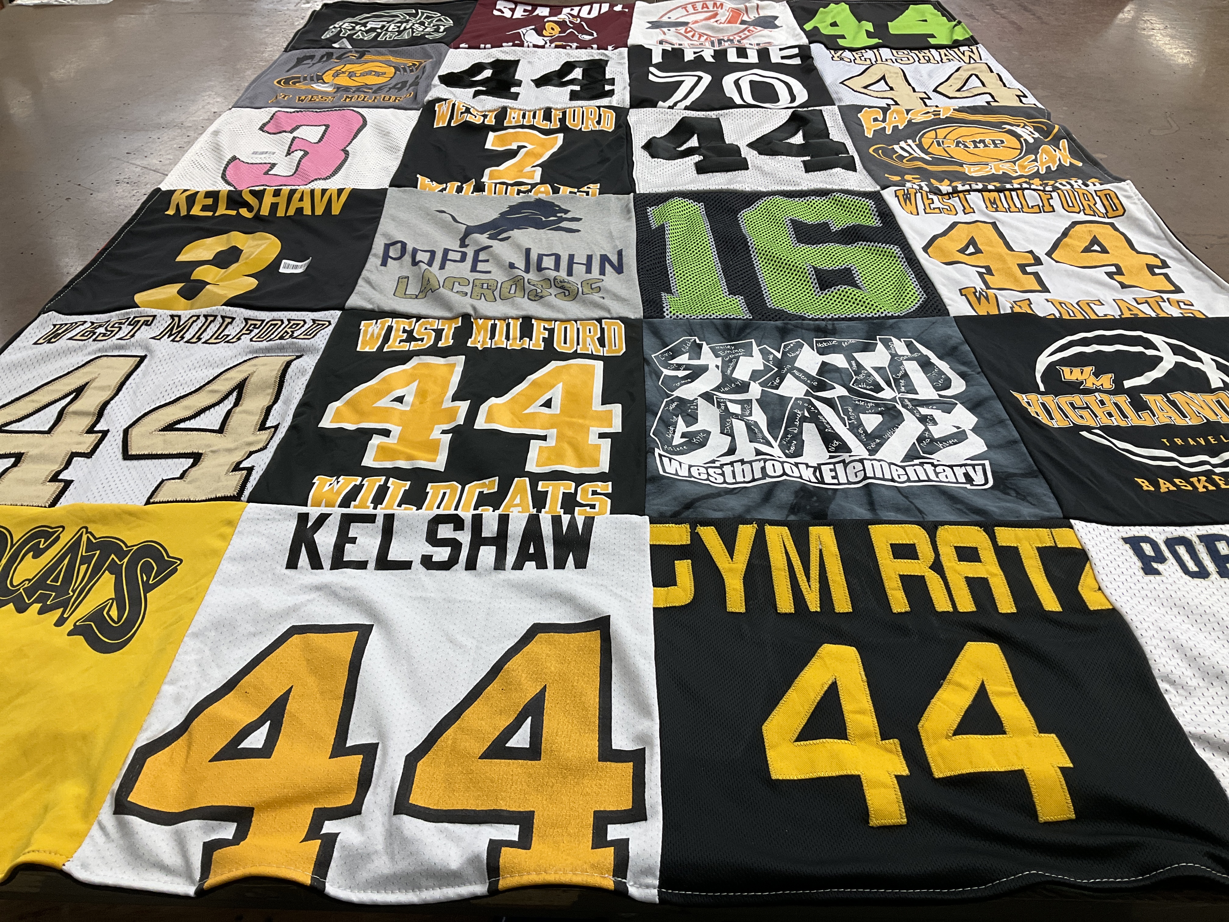 T-shirt quilt featuring west milford wildcats by Heather from NJ