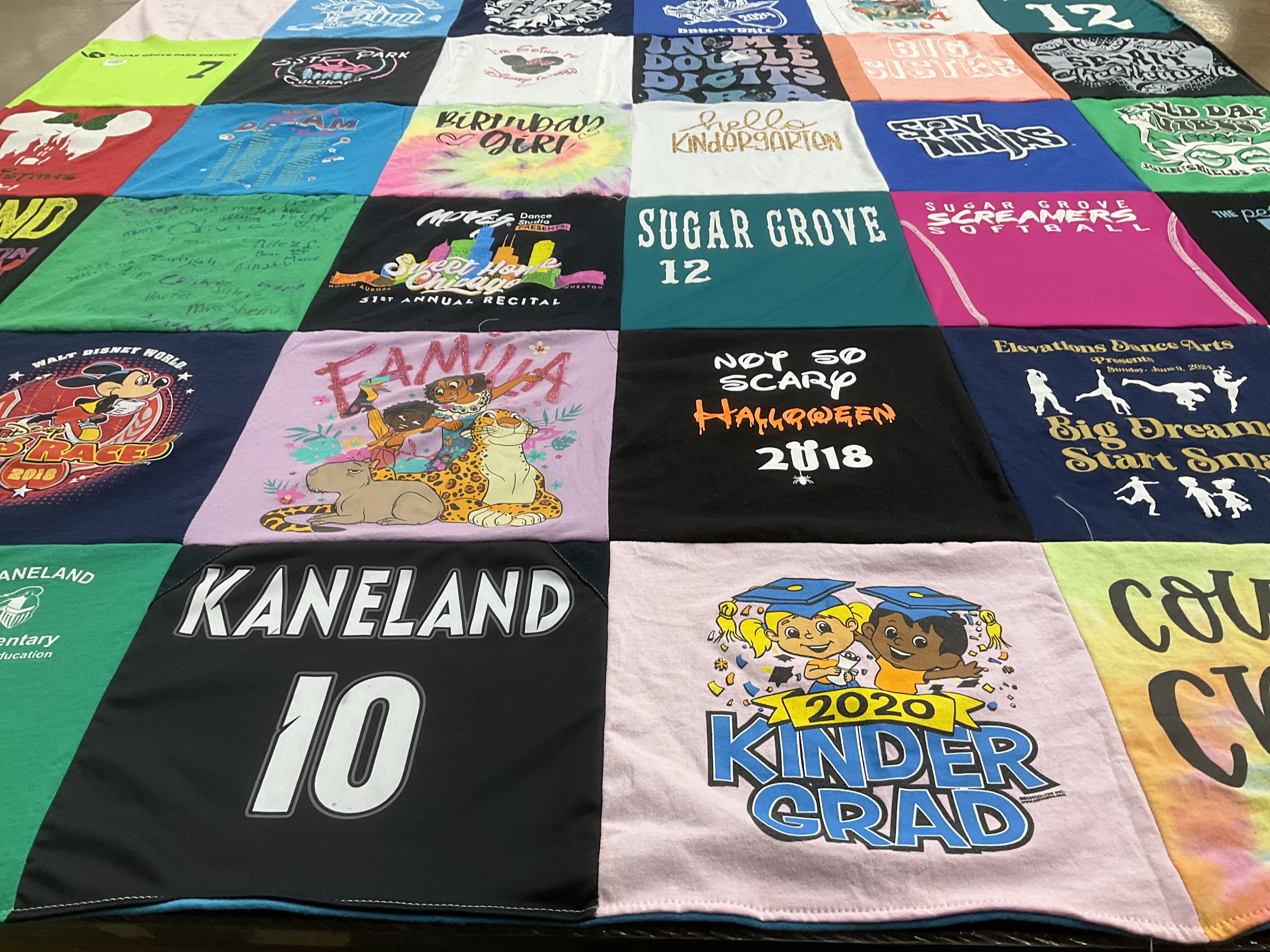 T-shirt quilt featuring sugar grove screamers softball by COURTNEY from IL