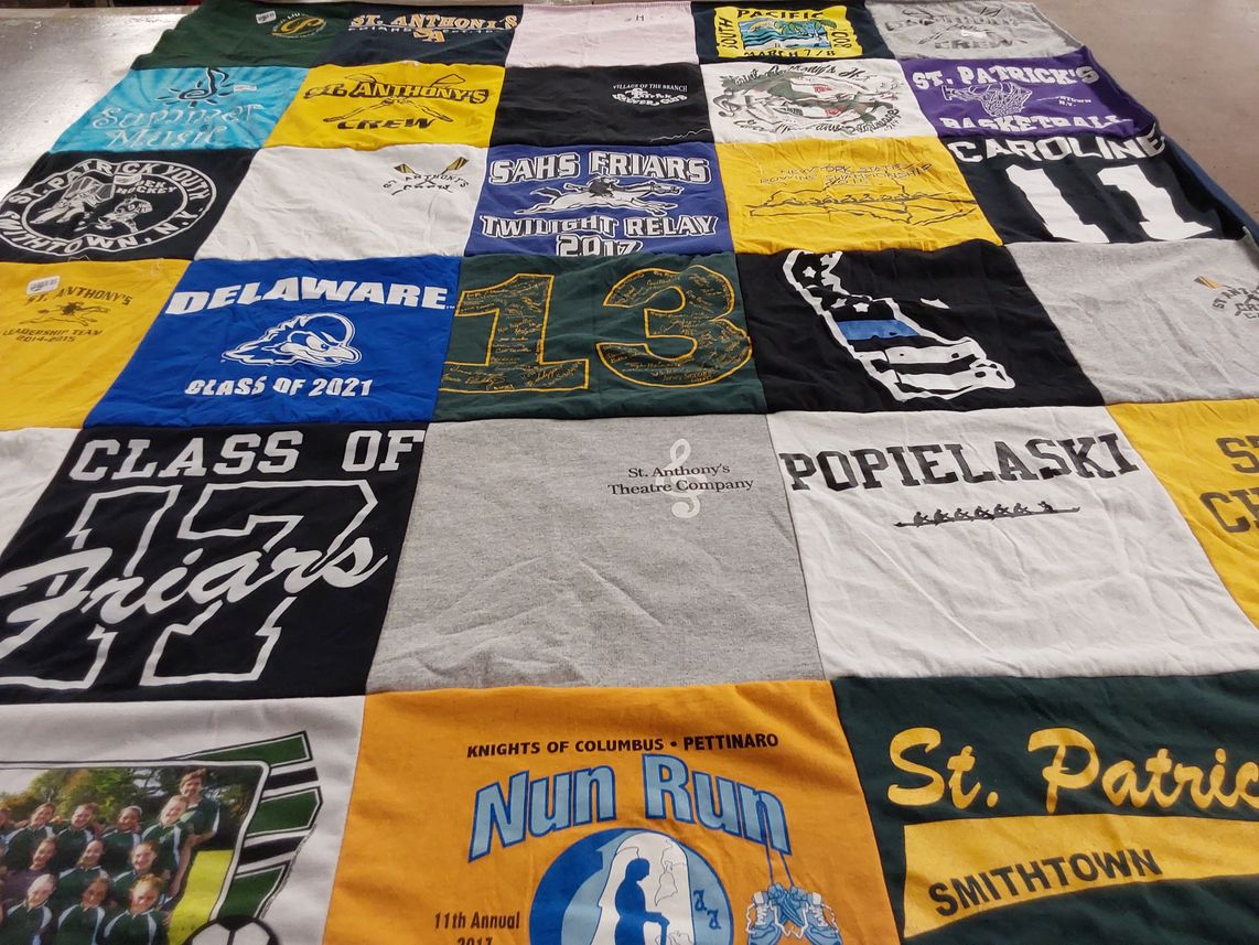 T-shirt quilt from st anthony's high school by Ann from NY