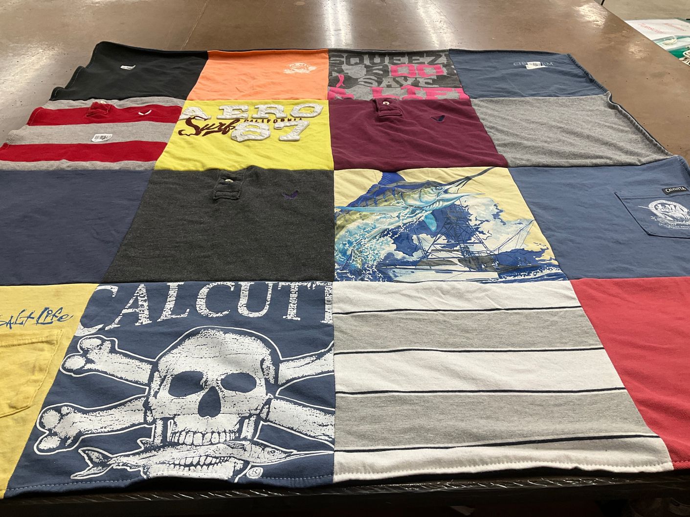 T-shirt quilt with fishing, nautical themes by Caitlyn from AL