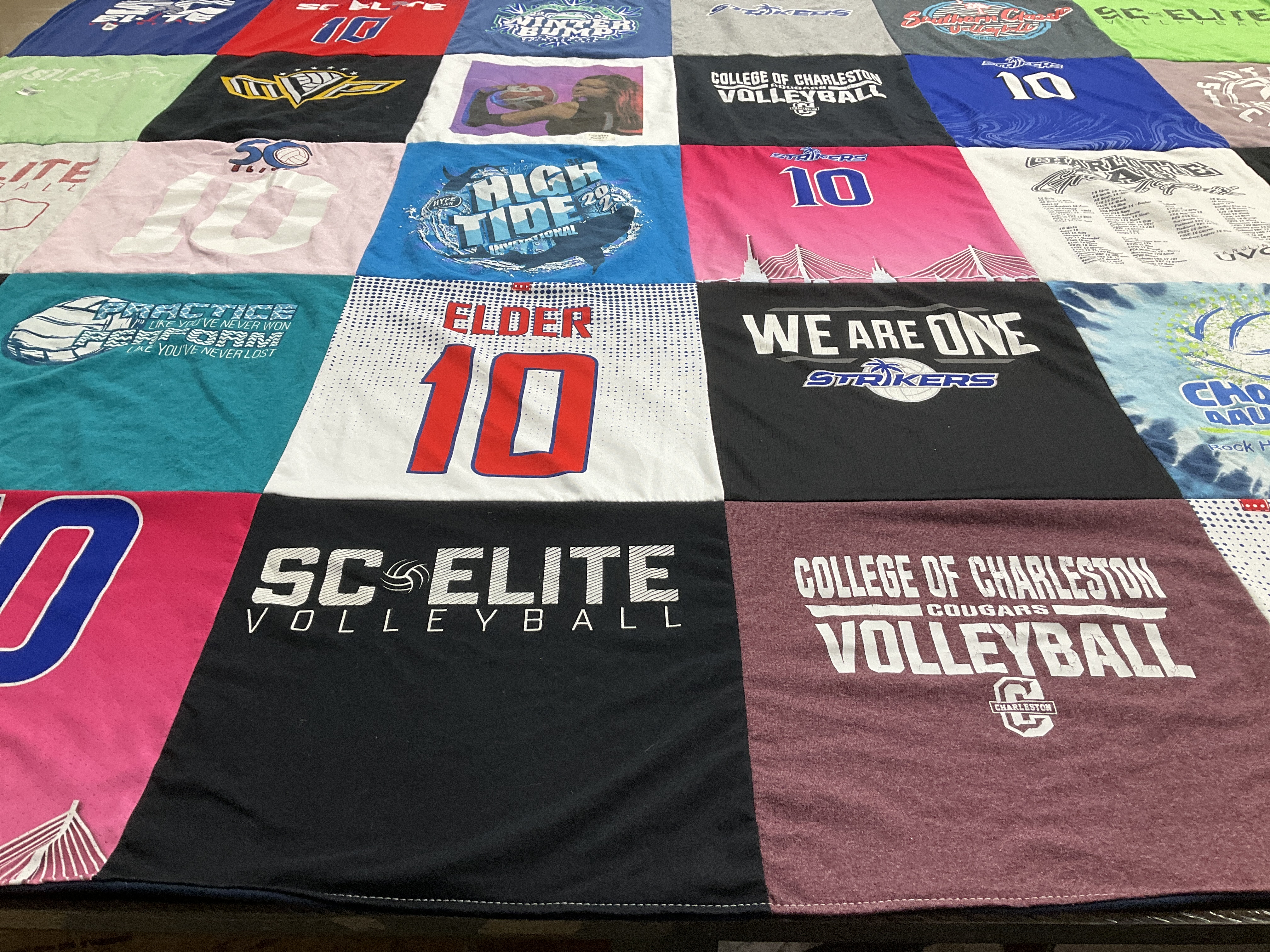 T-shirt quilt featuring cougars volleyball by Perri from SC