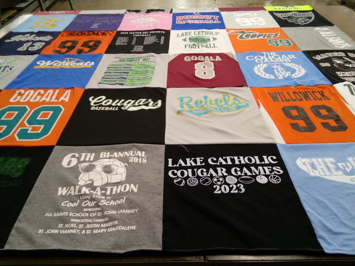 T-shirt quilt featuring lake catholic cougars, willowick by Kristi from OH