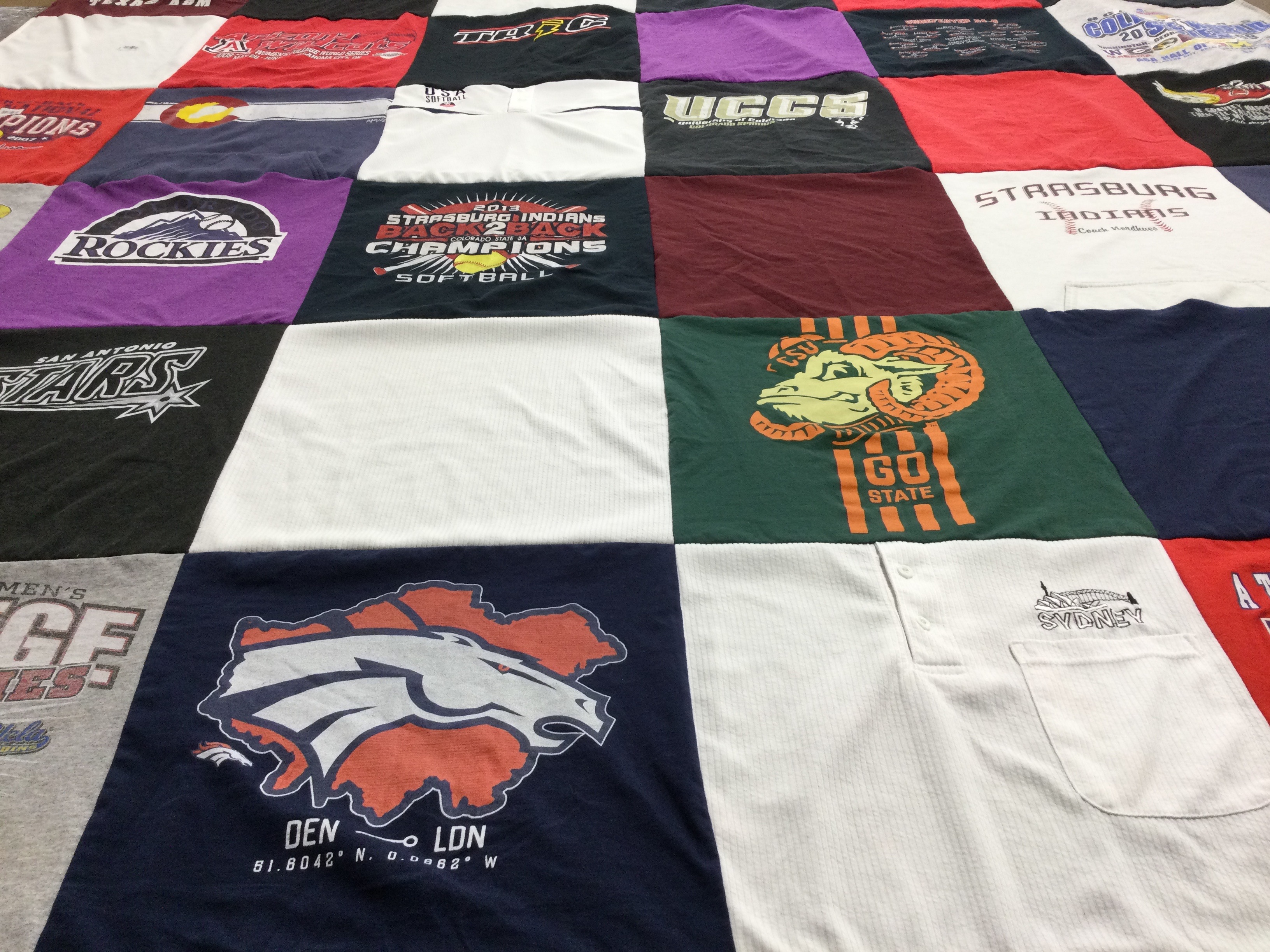 T-shirt quilt featuring colorado state university, new jersey stars by Lindsey from CO