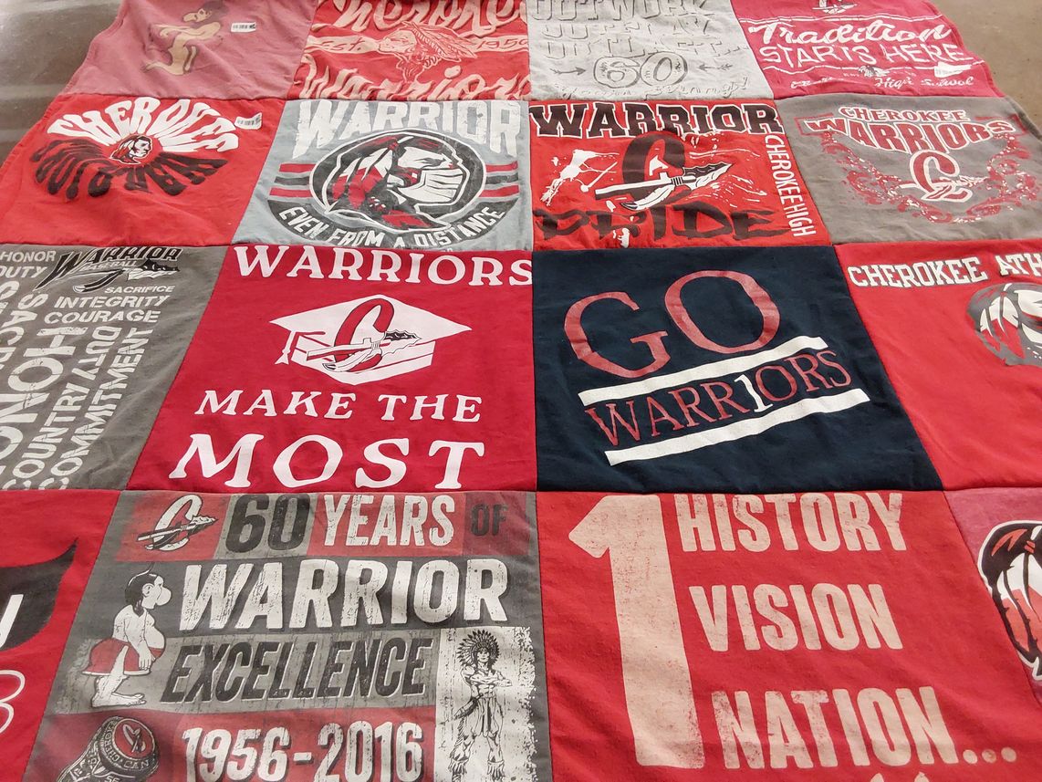 T-shirt quilt featuring cherokee high school warriors by Carla from GA