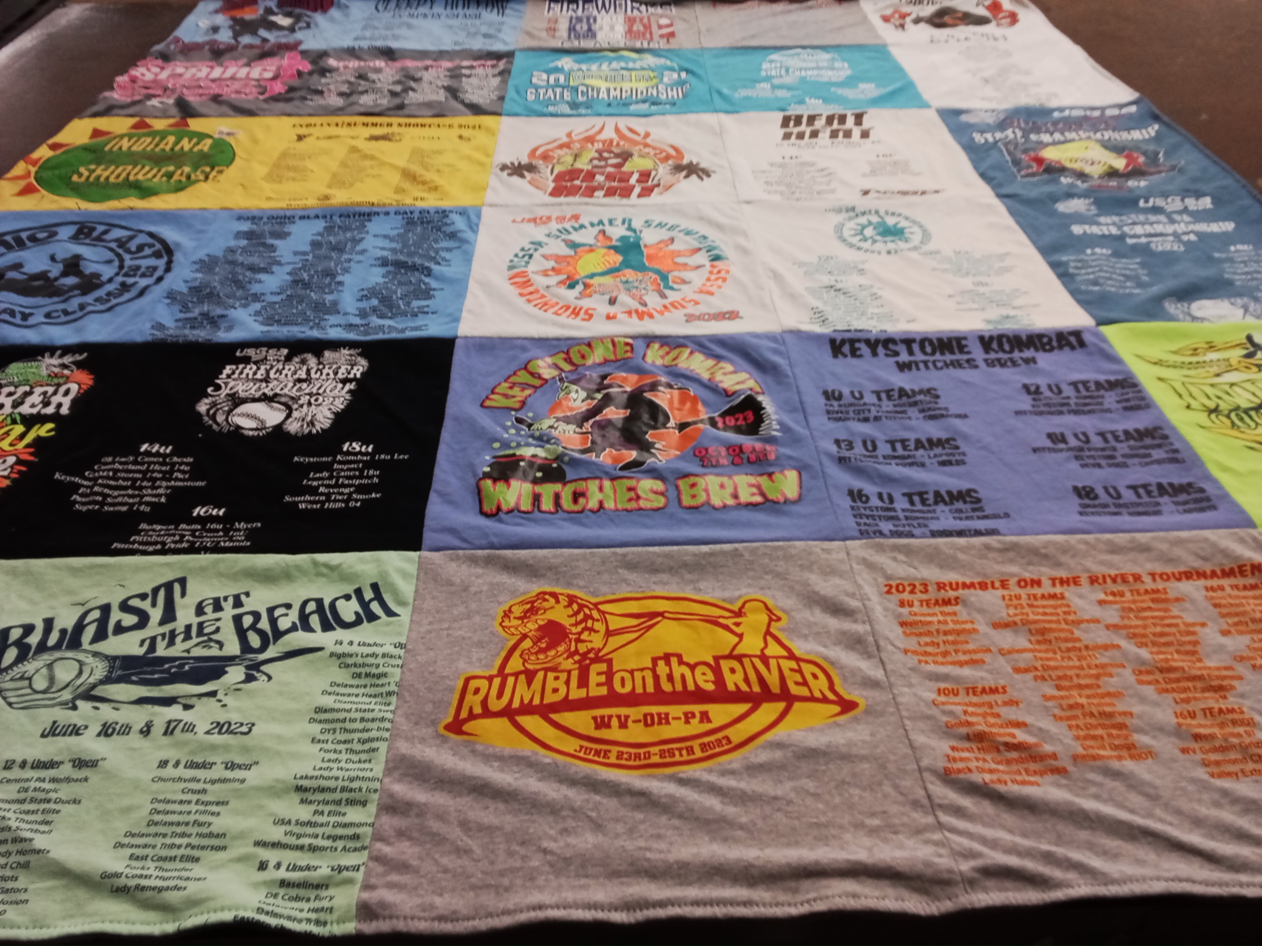 T-shirt quilt with softball, sports themes by Cori from PA
