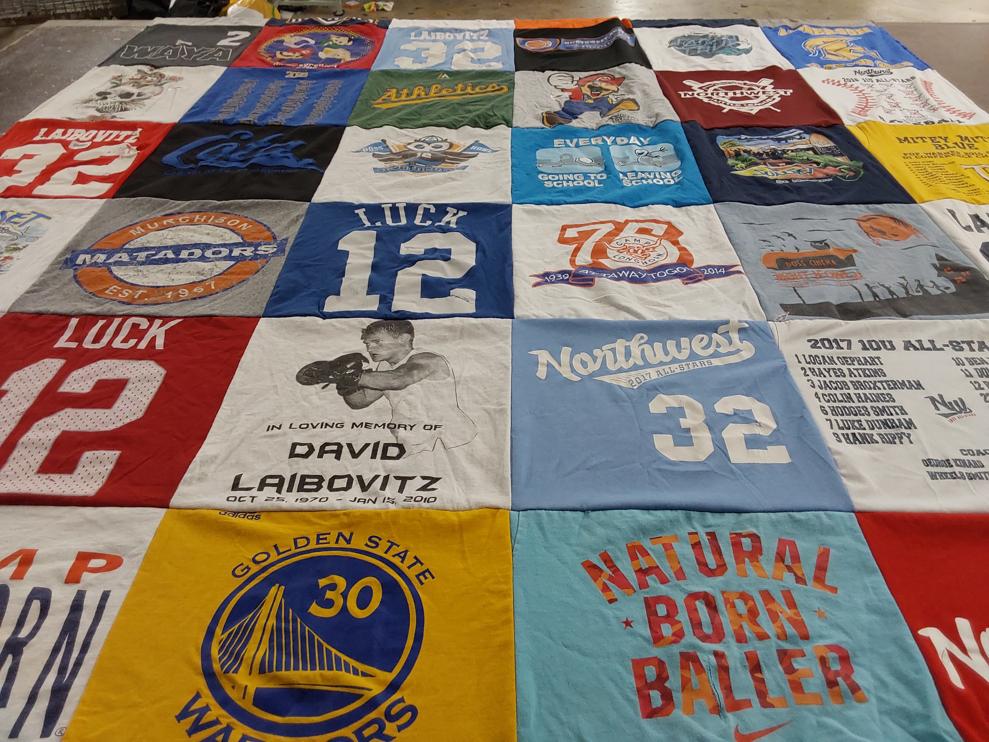 T-shirt quilt featuring golden state warriors by Megan from TX