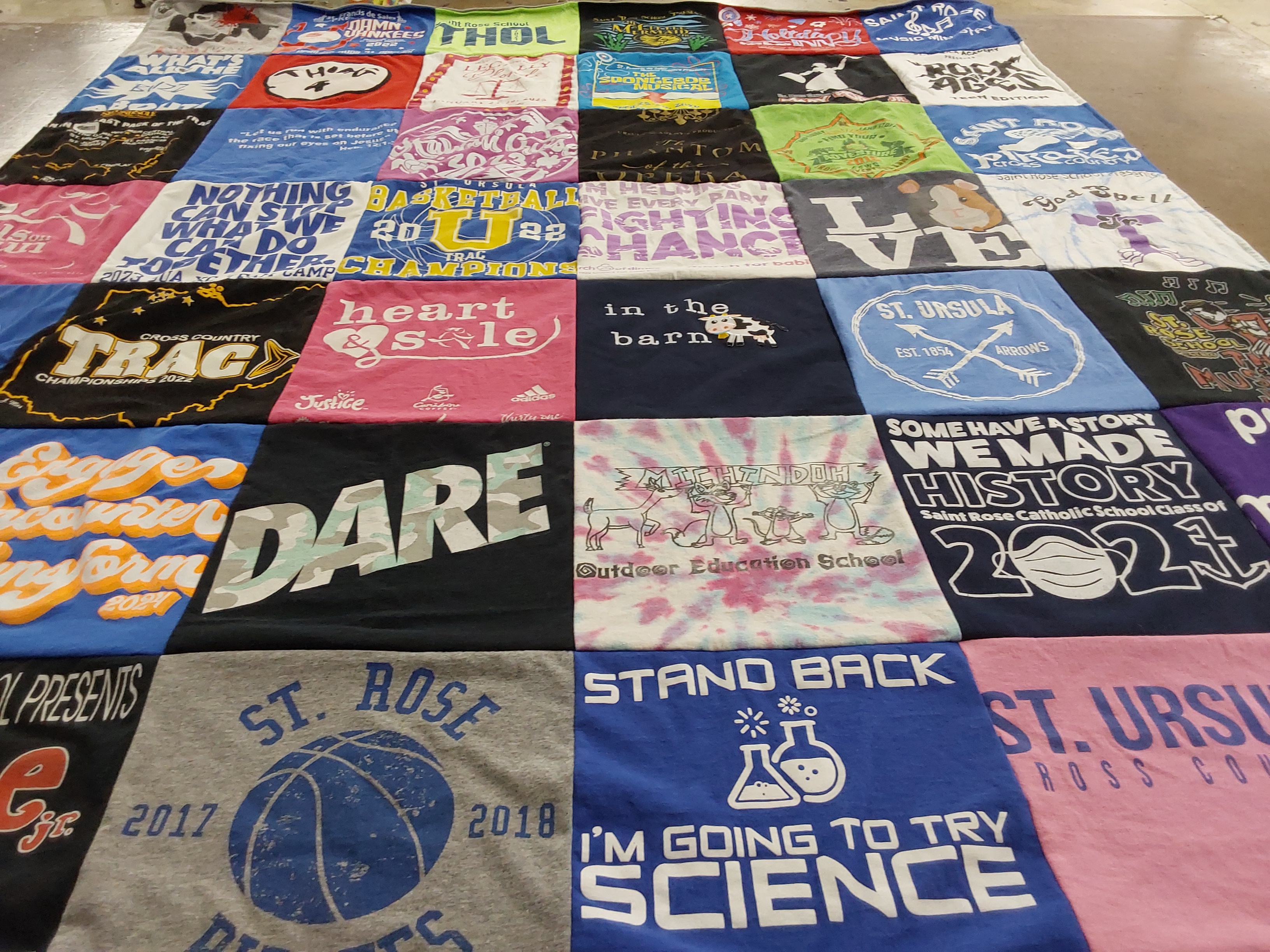 T-shirt quilt featuring st. ursula college, st. rose basketball by Diana from OH