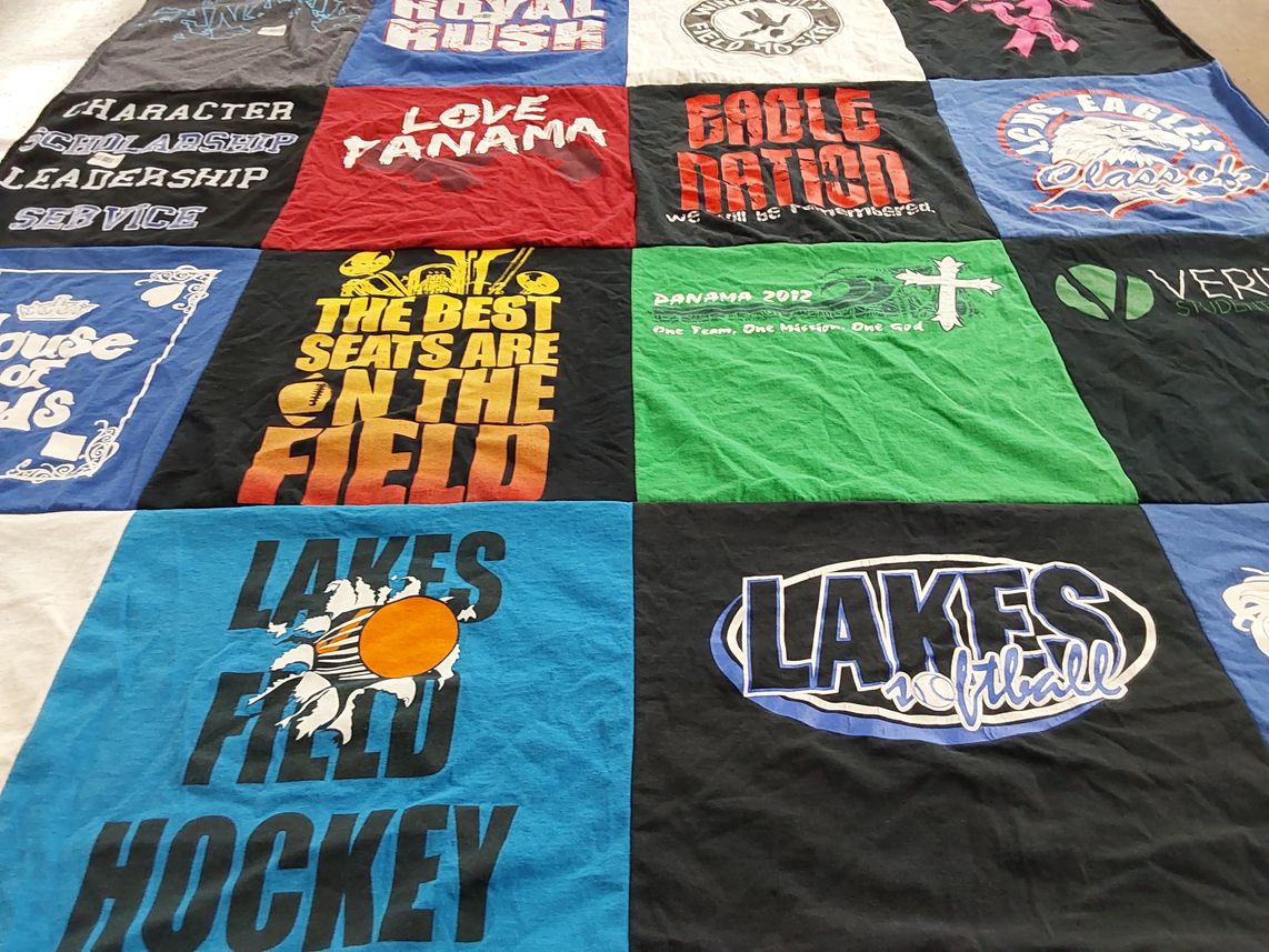 T-shirt quilt featuring lakes hockey, lakes softball by Cassie from IL