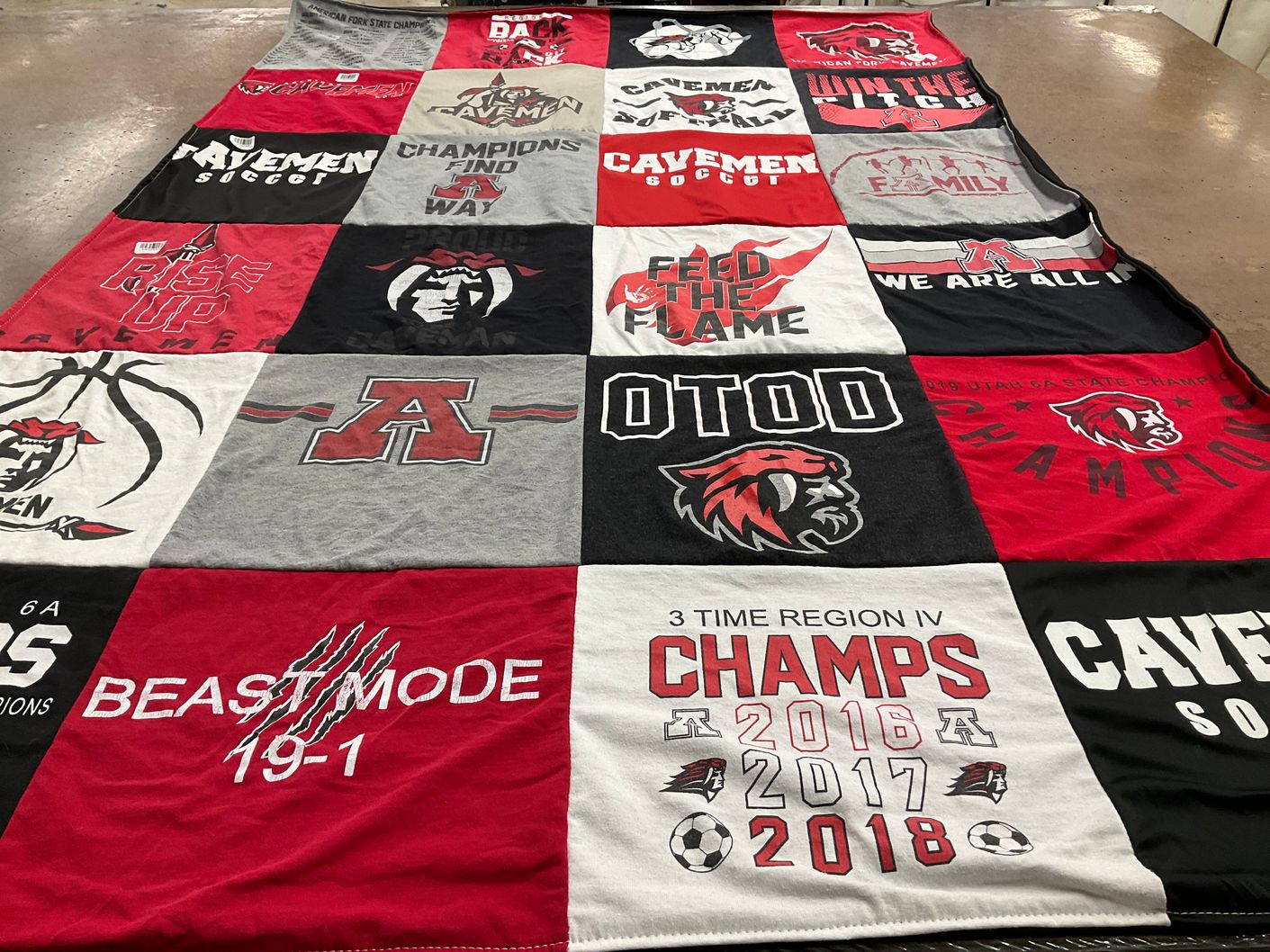 T-shirt quilt featuring lone peak high school basketball, lone peak high school soccer by Kylie from UT
