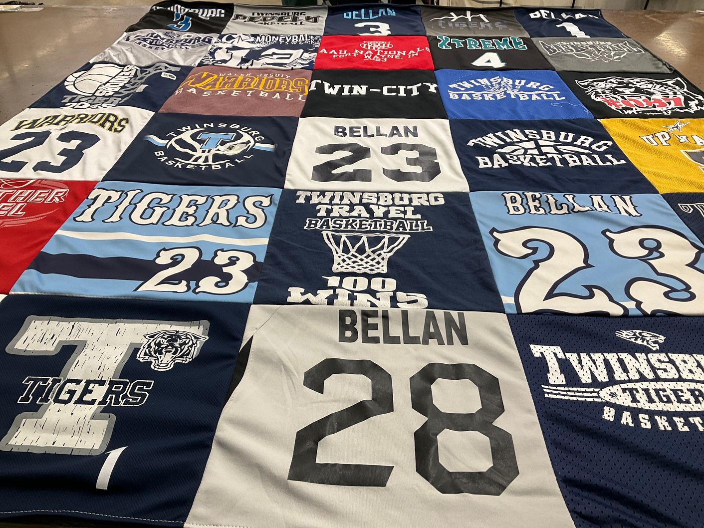 T-shirt quilt featuring twinsburg tigers basketball, twinsburg warriors basketball by Amanda from OH
