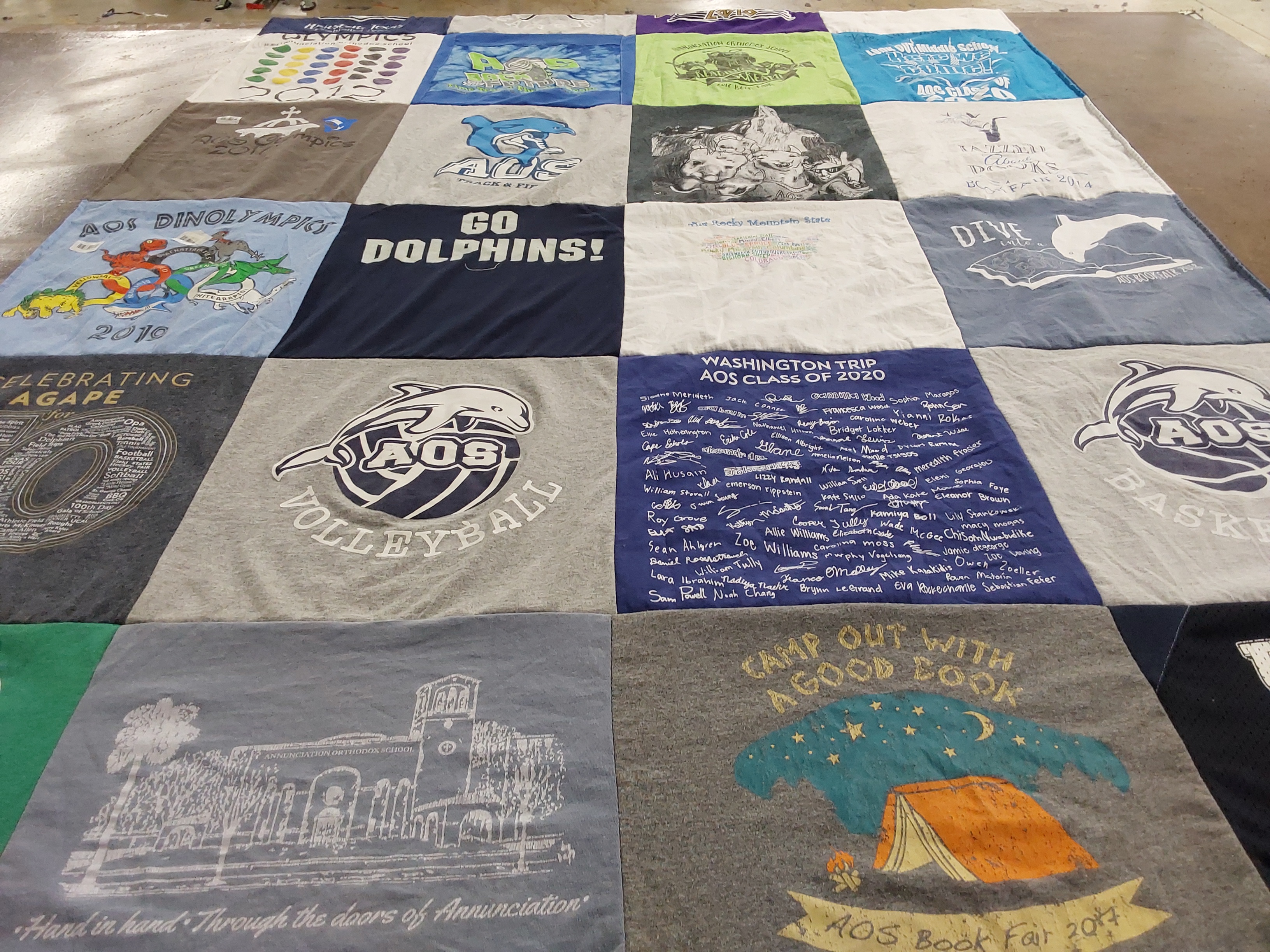 T-shirt quilt featuring aos volleyball, aos basketball by Josie from TX