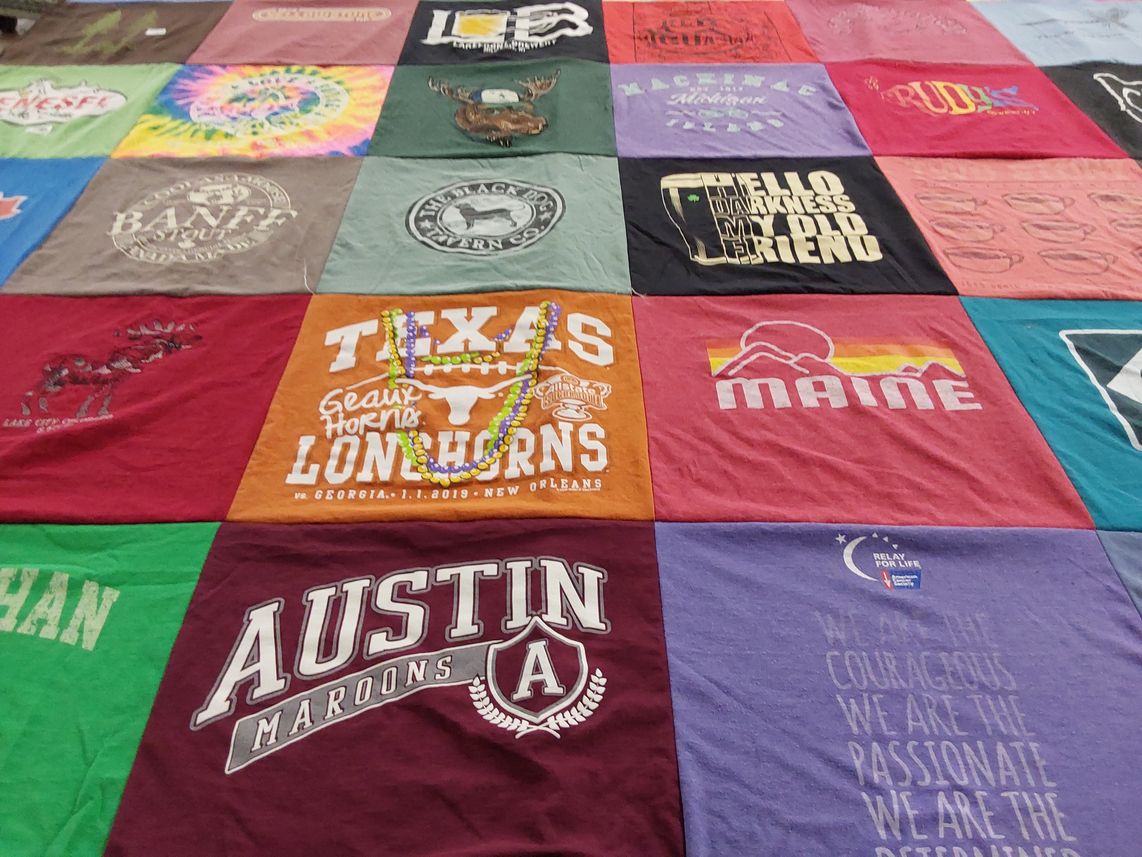 T-shirt quilt with baseball, sports themes by Felicia from MI