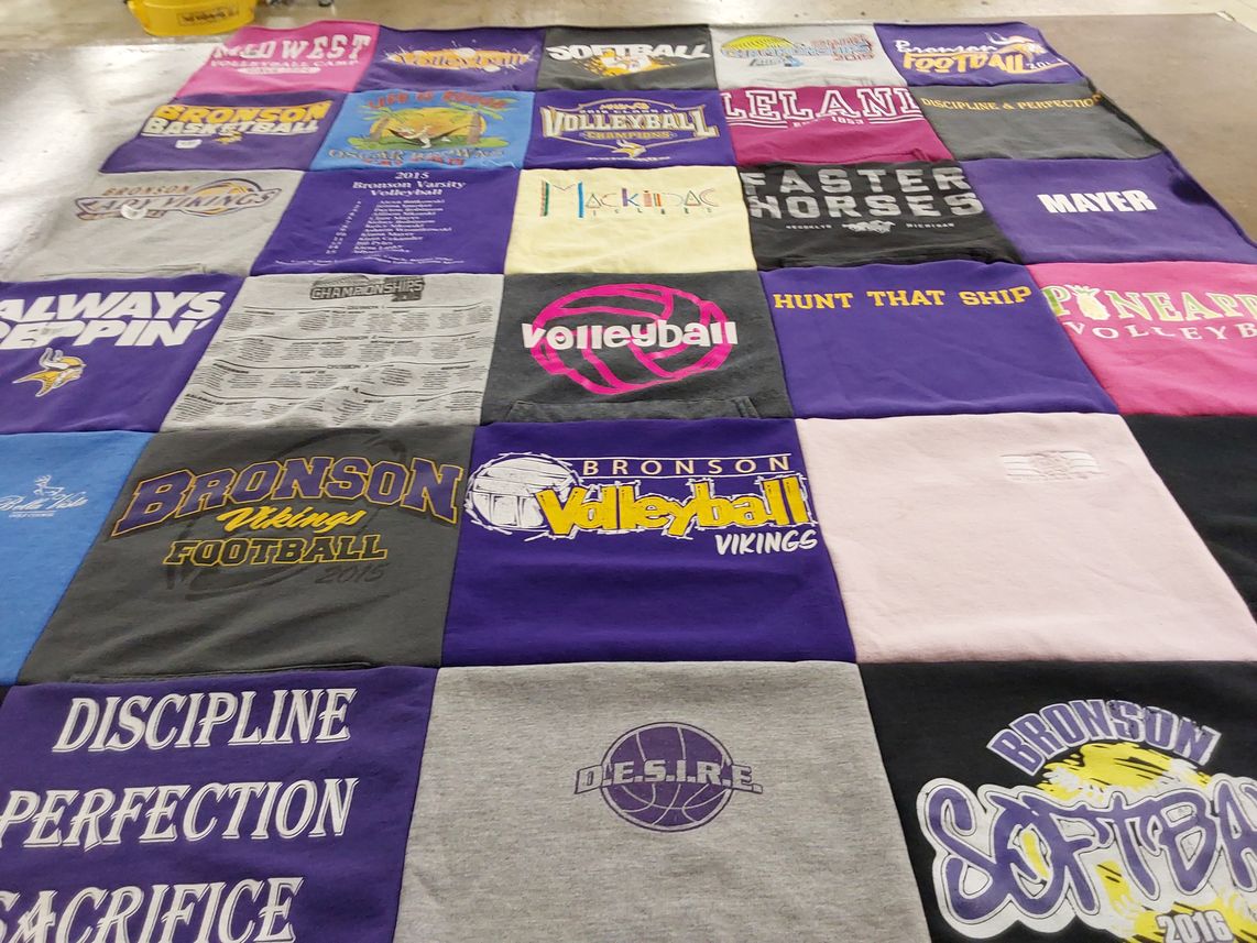 T-shirt quilt featuring bronson vikings football, bronson volleyball by Kiana  from MI