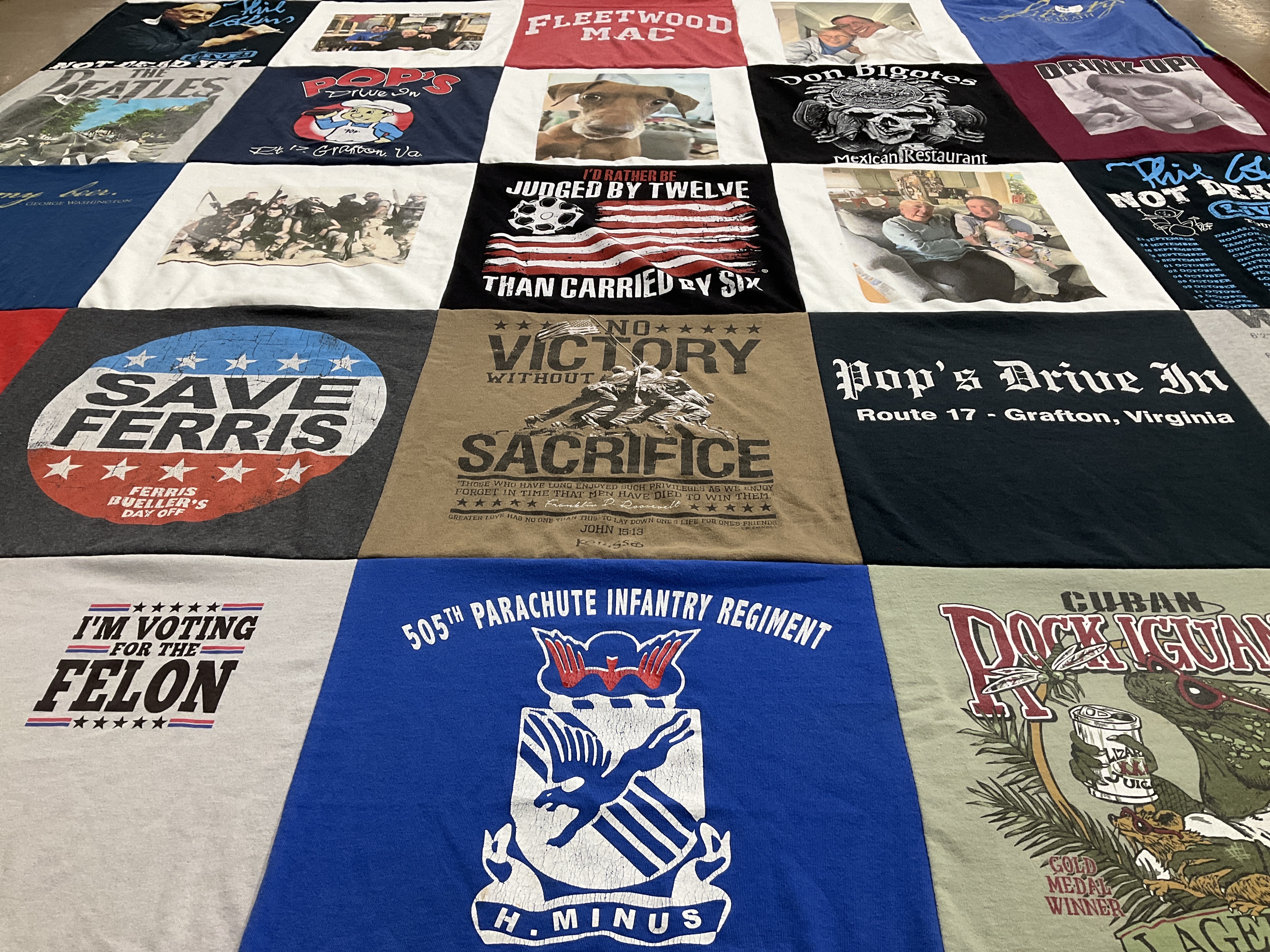 T-shirt quilt with music, movies themes by George from SC