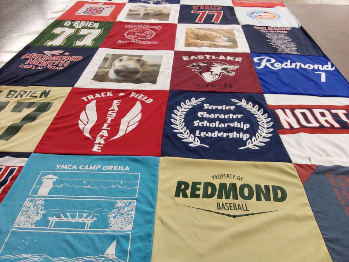 T-shirt quilt featuring redmond high school, eastlake high school by Alice from WA