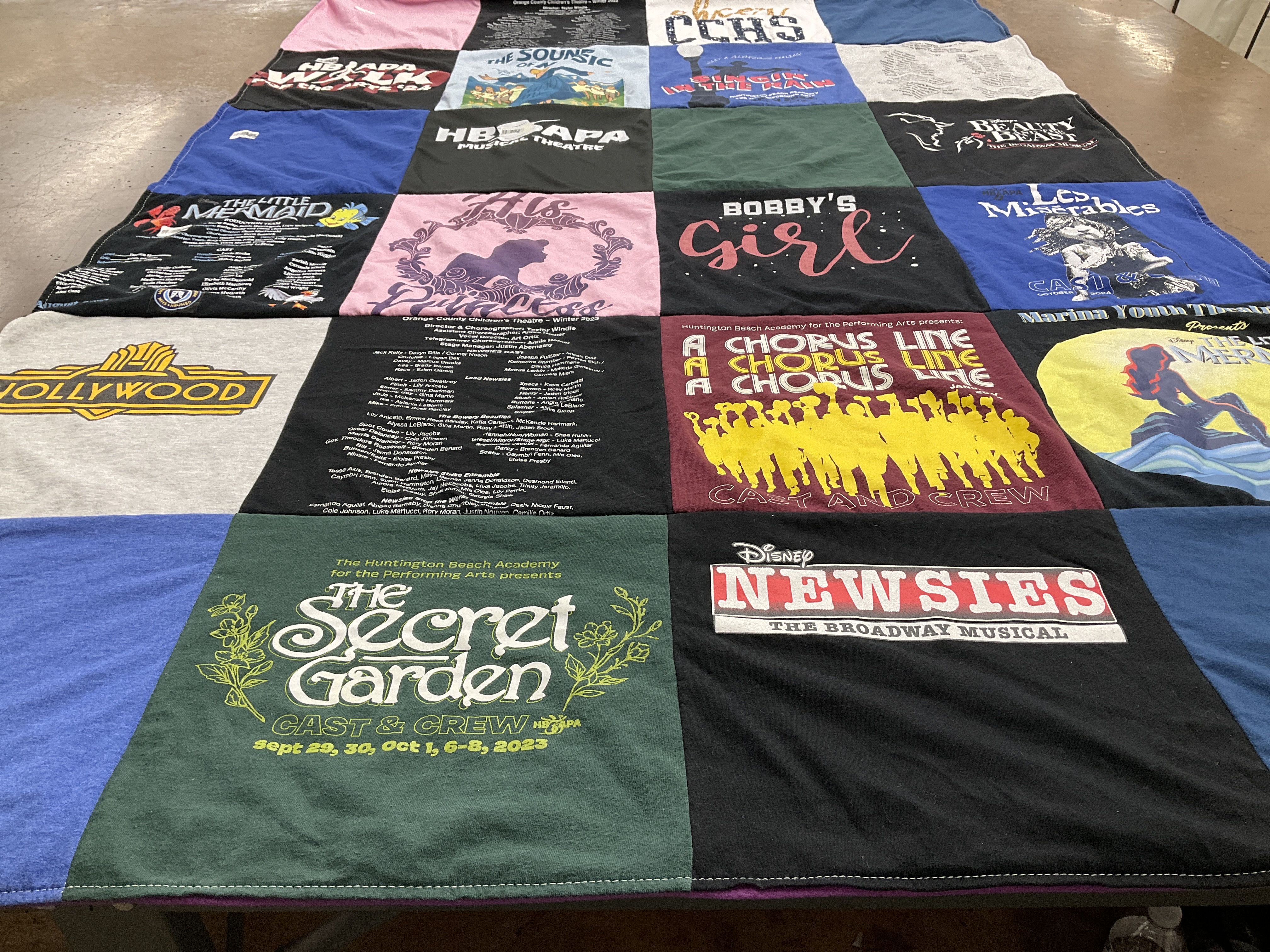 T-shirt quilt from huntington beach academy for the performing arts by DeAnne from CA