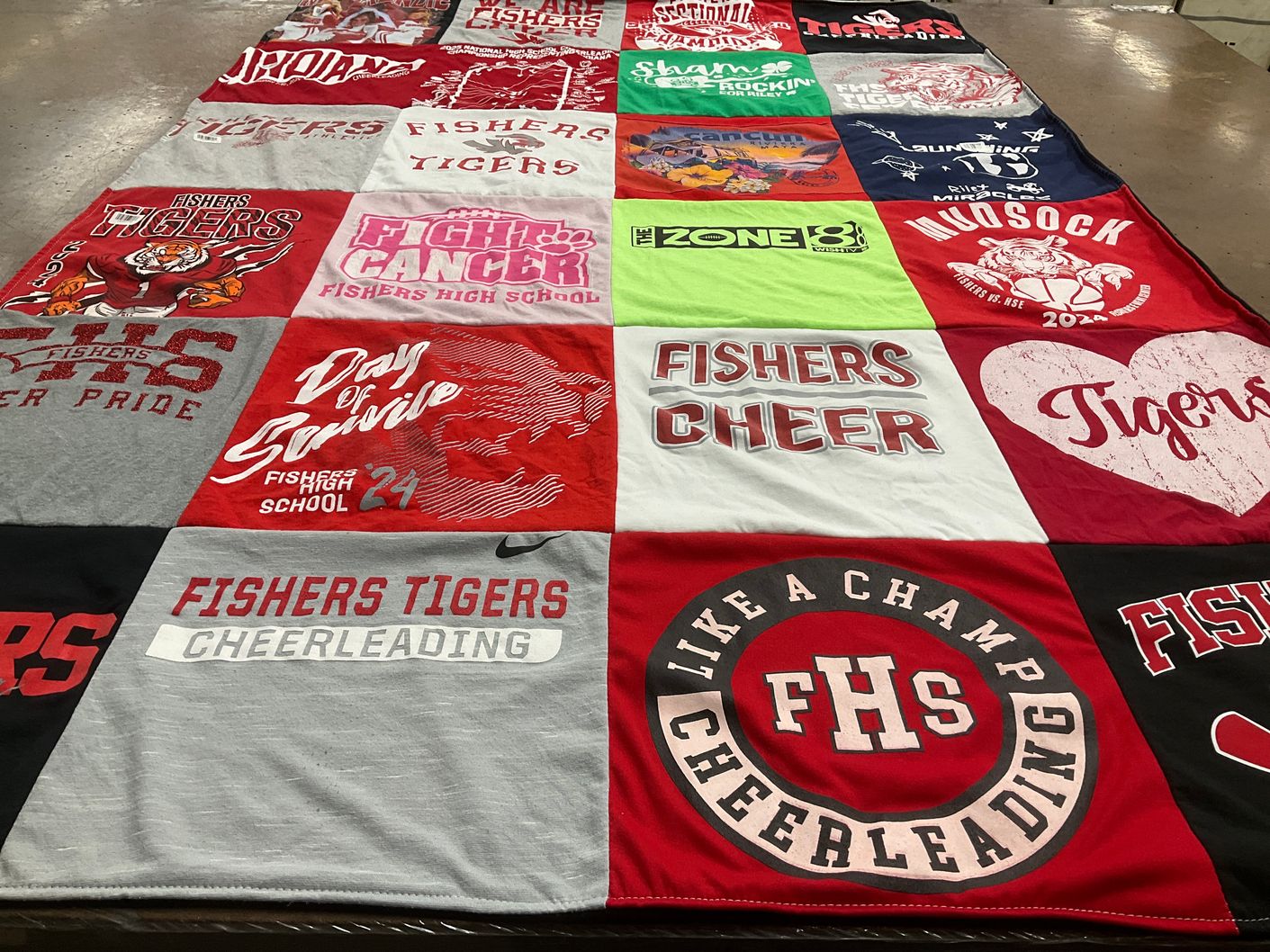 T-shirt quilt featuring fishers tigers by Cyndi from IN