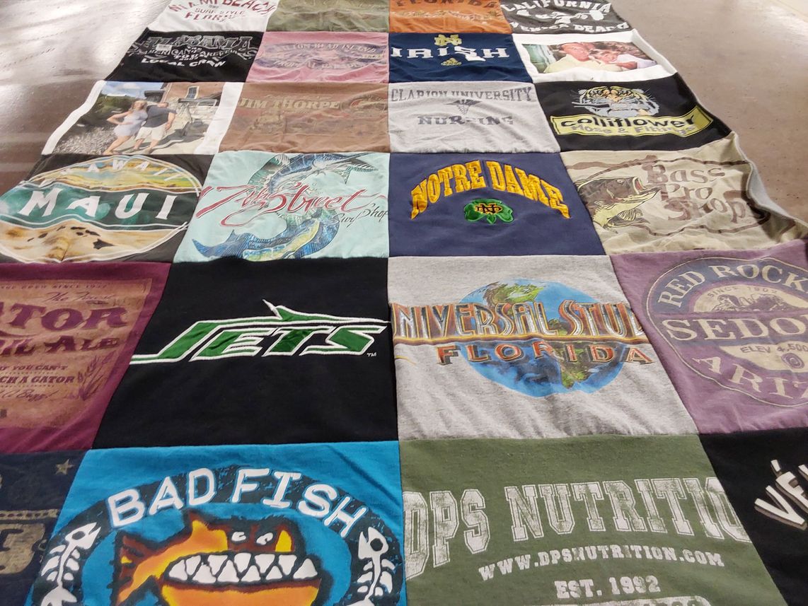 T-shirt quilt featuring jets by Hannah from PA