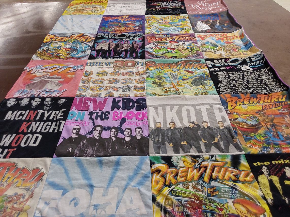 T-shirt quilt with music, concerts themes by Olga from VA