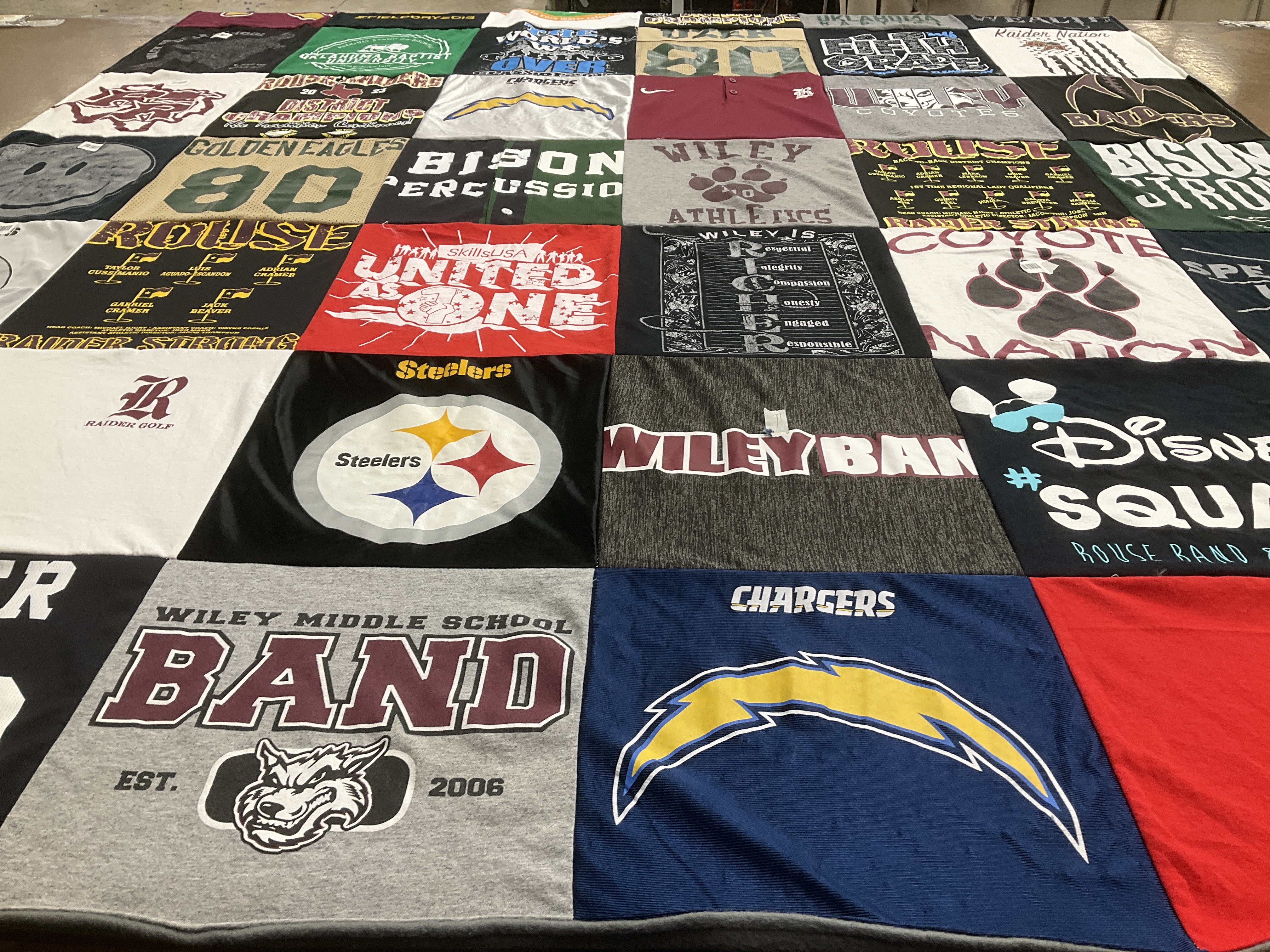 T-shirt quilt featuring los angeles chargers by Christy from TX