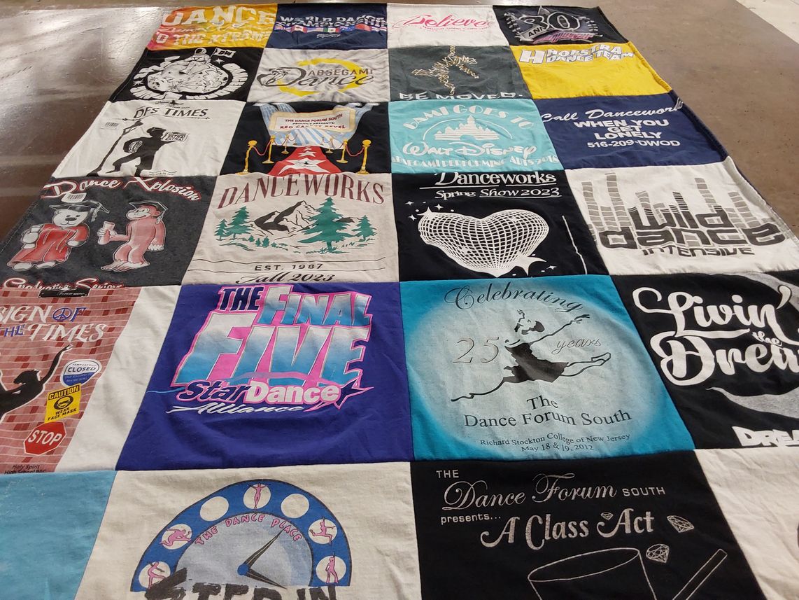 T-shirt quilt featuring hofstra dance team by Linda from NJ