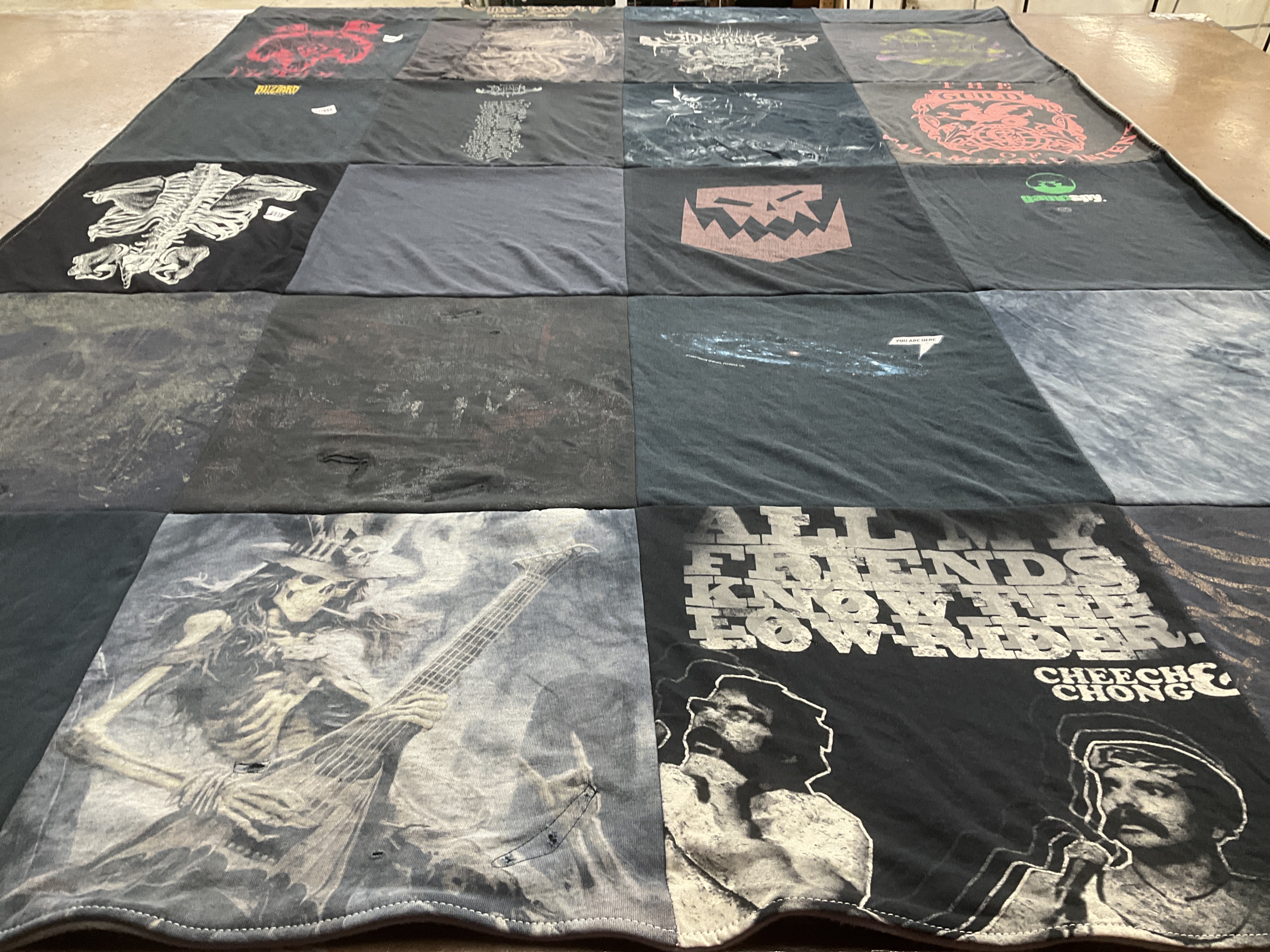 T-shirt quilt with music, comedy themes by Melissa from IA