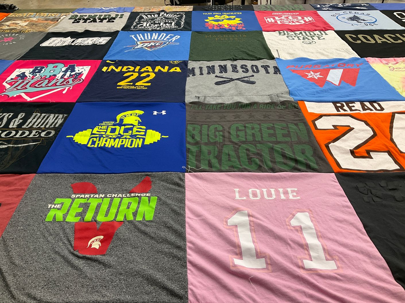 T-shirt quilt featuring oklahoma city thunder, indiana stars by Courtney from OK