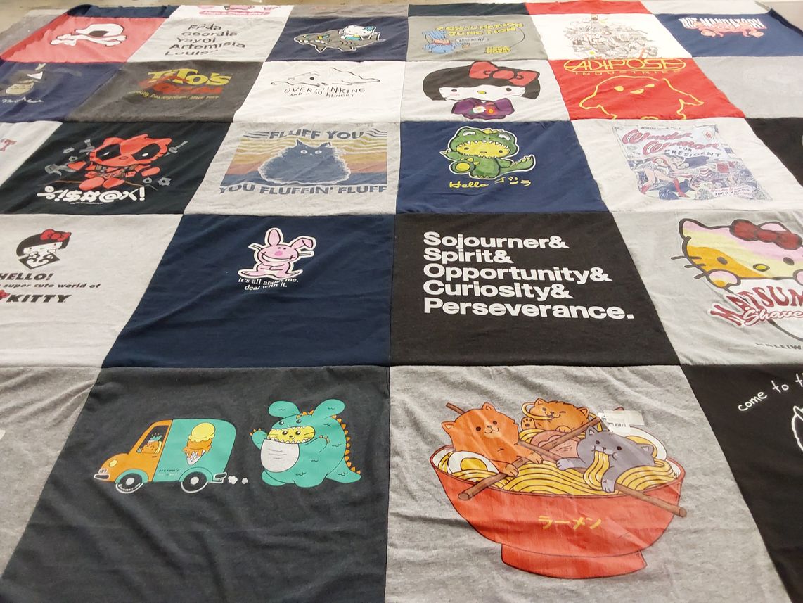 T-shirt quilt with cute animals, cartoons themes by Lisa from DC