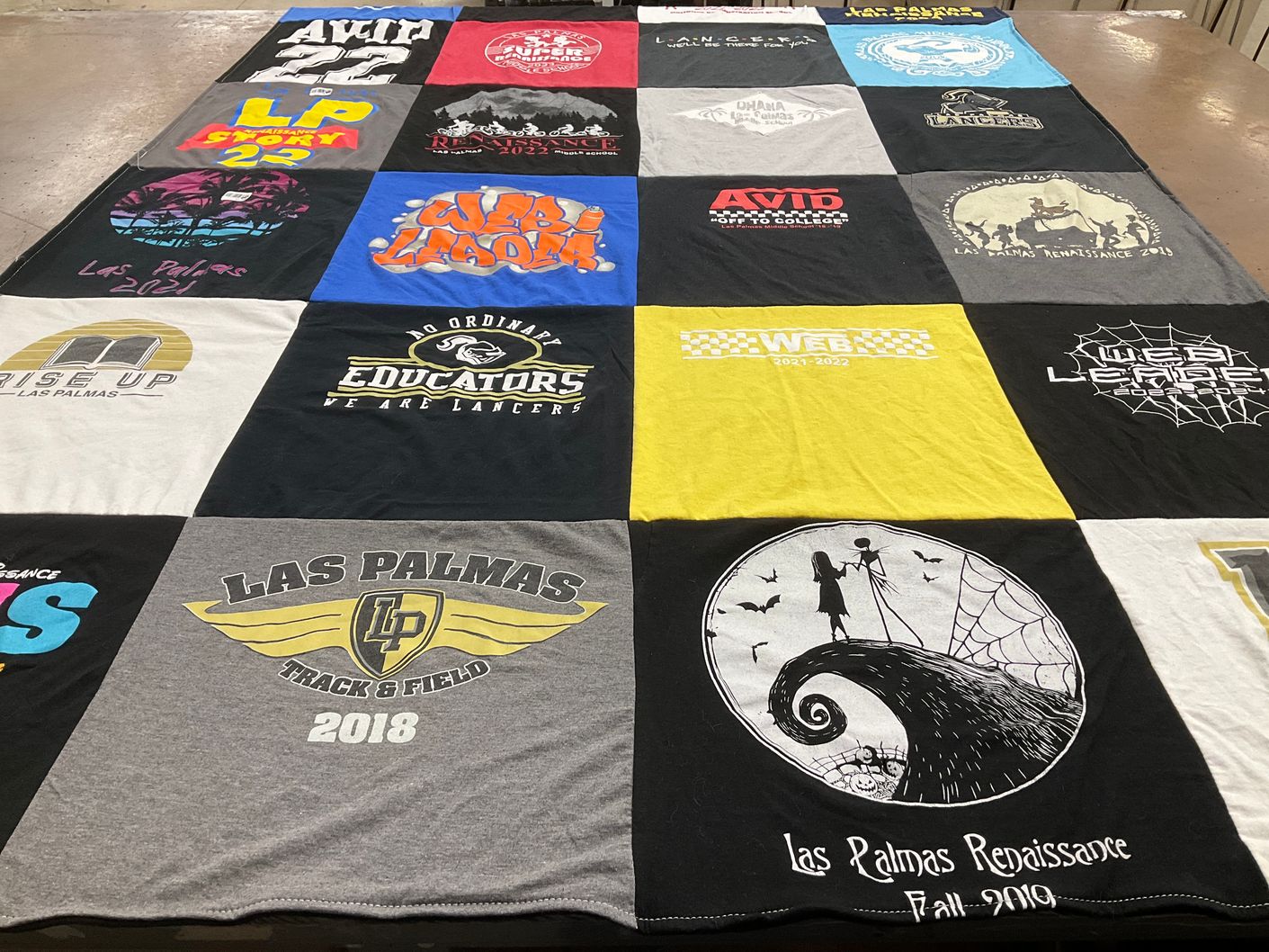 T-shirt quilt featuring las palmas track and field by Melody from CA