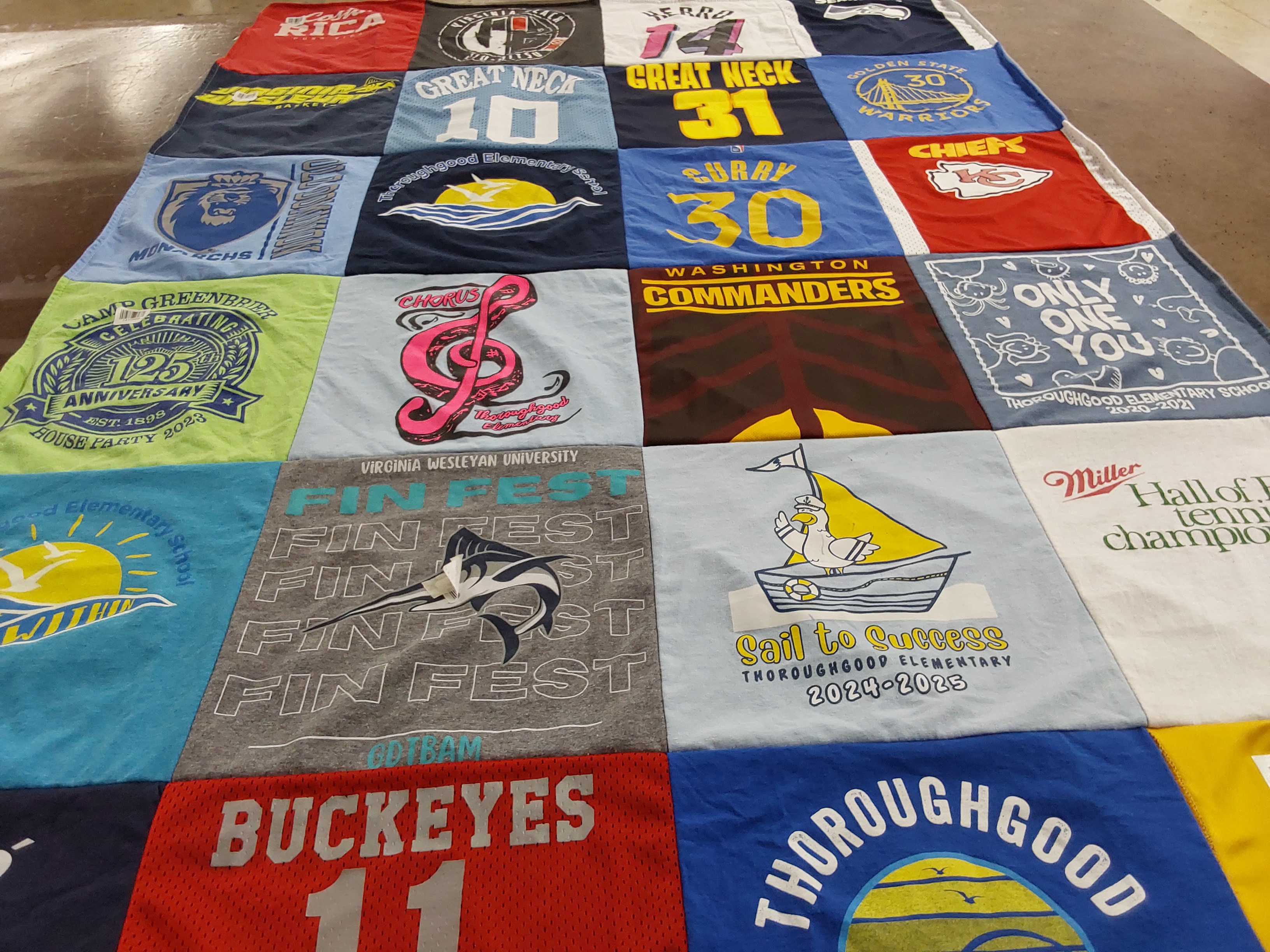 T-shirt quilt featuring golden state warriors, washington commanders by Antoaneta from VA