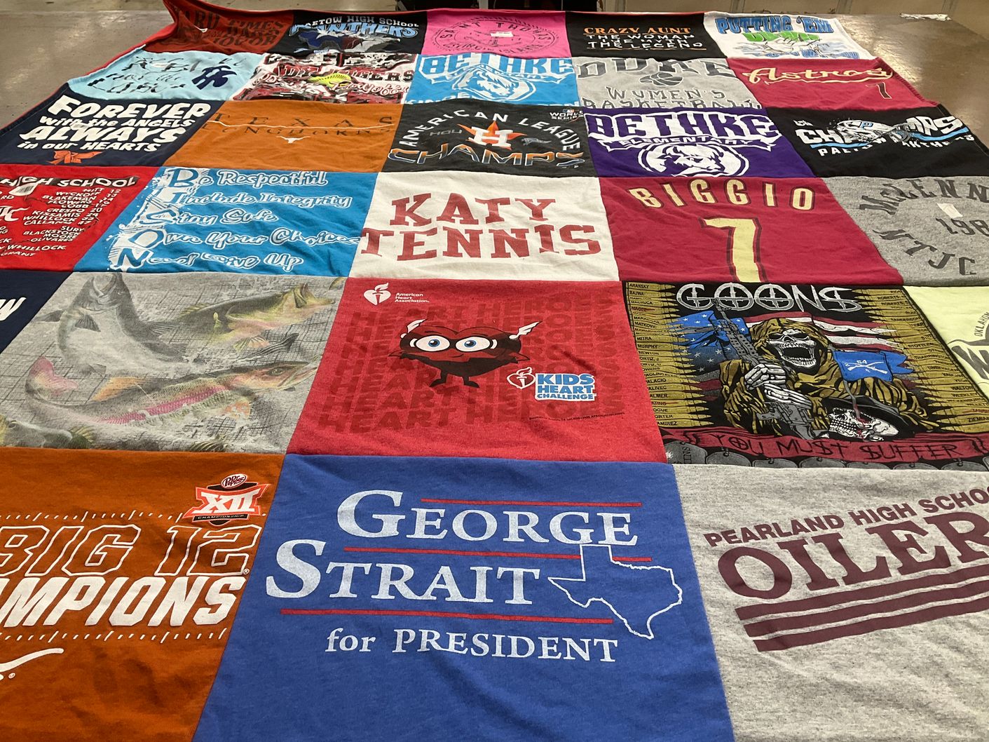 T-shirt quilt from pearland high school, katy high school by Dana from TX
