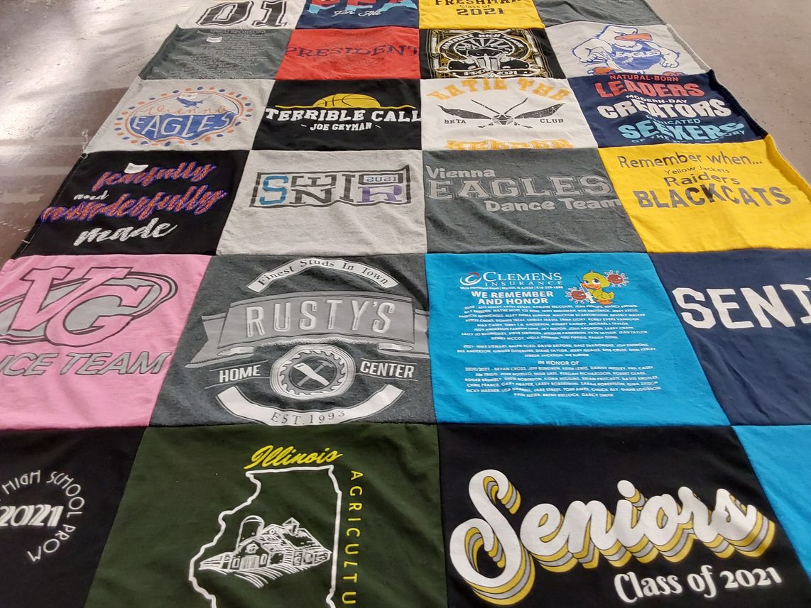 T-shirt quilt featuring eagles, blackcats by Sarah from IL