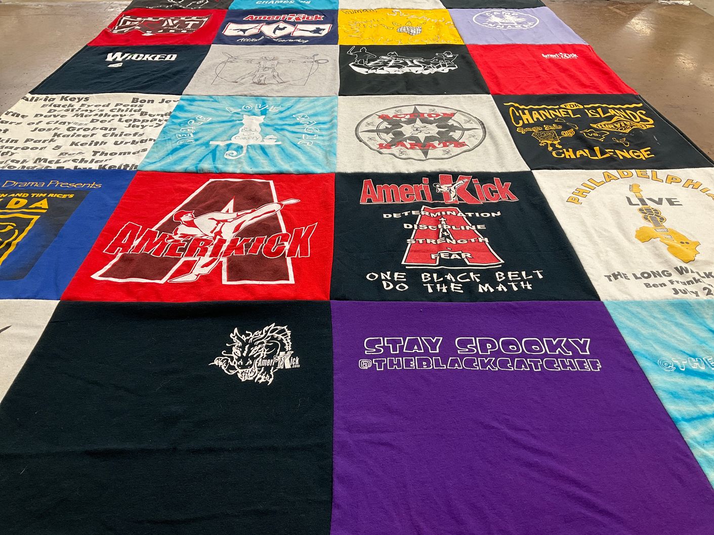 T-shirt quilt with martial arts, celebration themes by lisa from PA