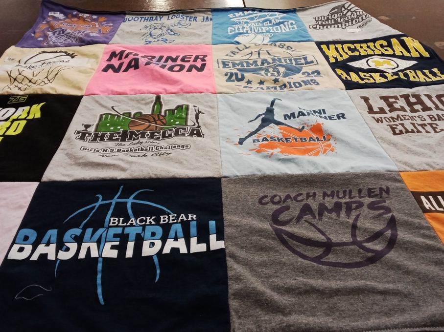 T-shirt quilt featuring black bear basketball by Bailey from ME