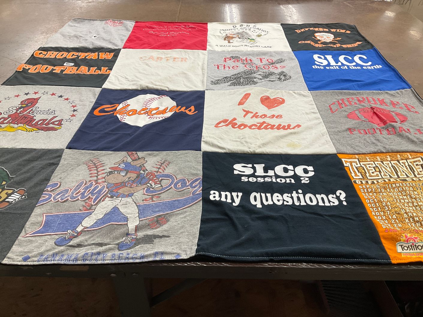 T-shirt quilt featuring st louis cardinals, cherokee football by Ashley from MO