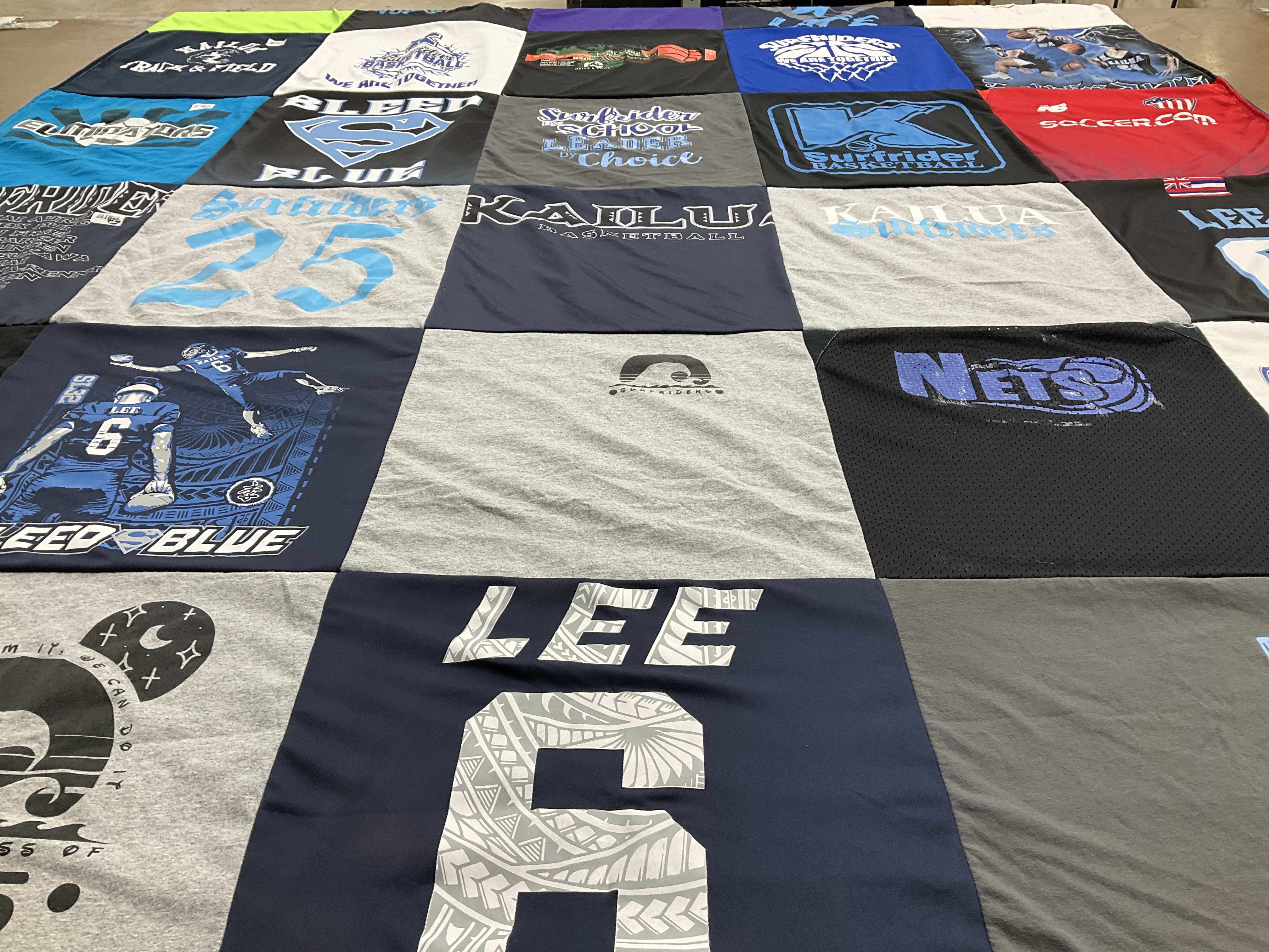 T-shirt quilt featuring panther football, nets by Elizabeth from HI