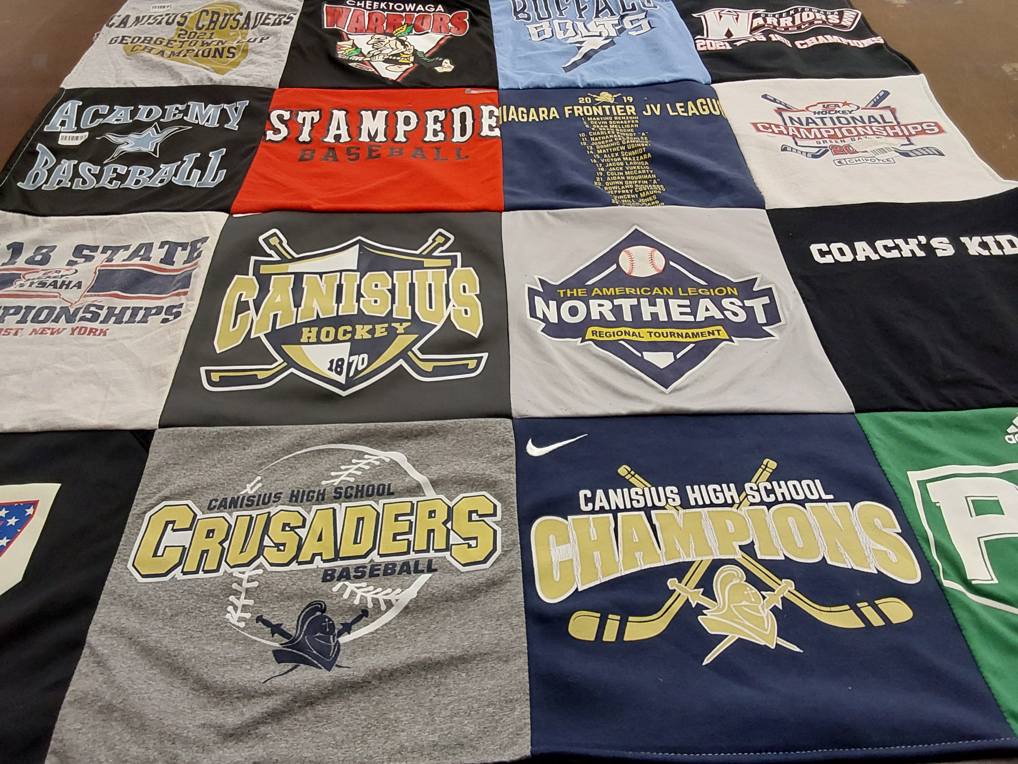 T-shirt quilt featuring canisius high school crusaders, canisius hockey by Gretchen from NY