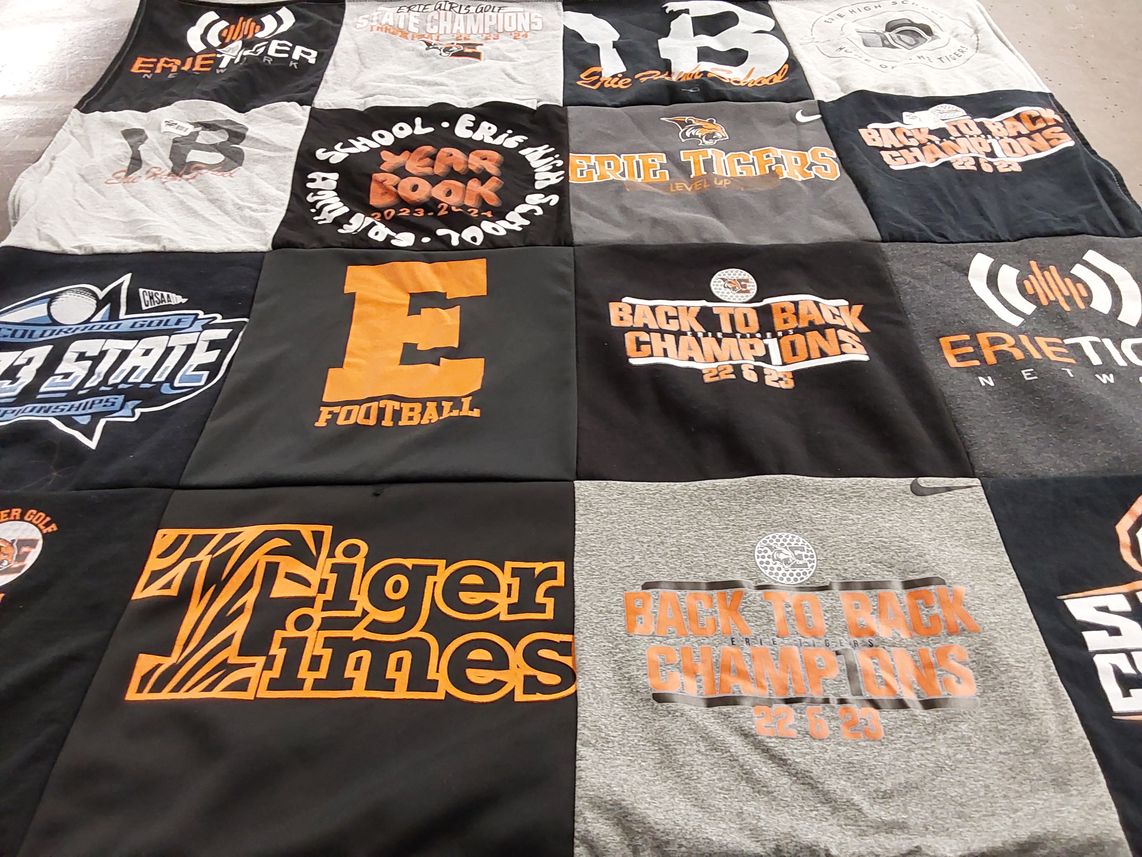 T-shirt quilt featuring erie tigers by Brandon from CO