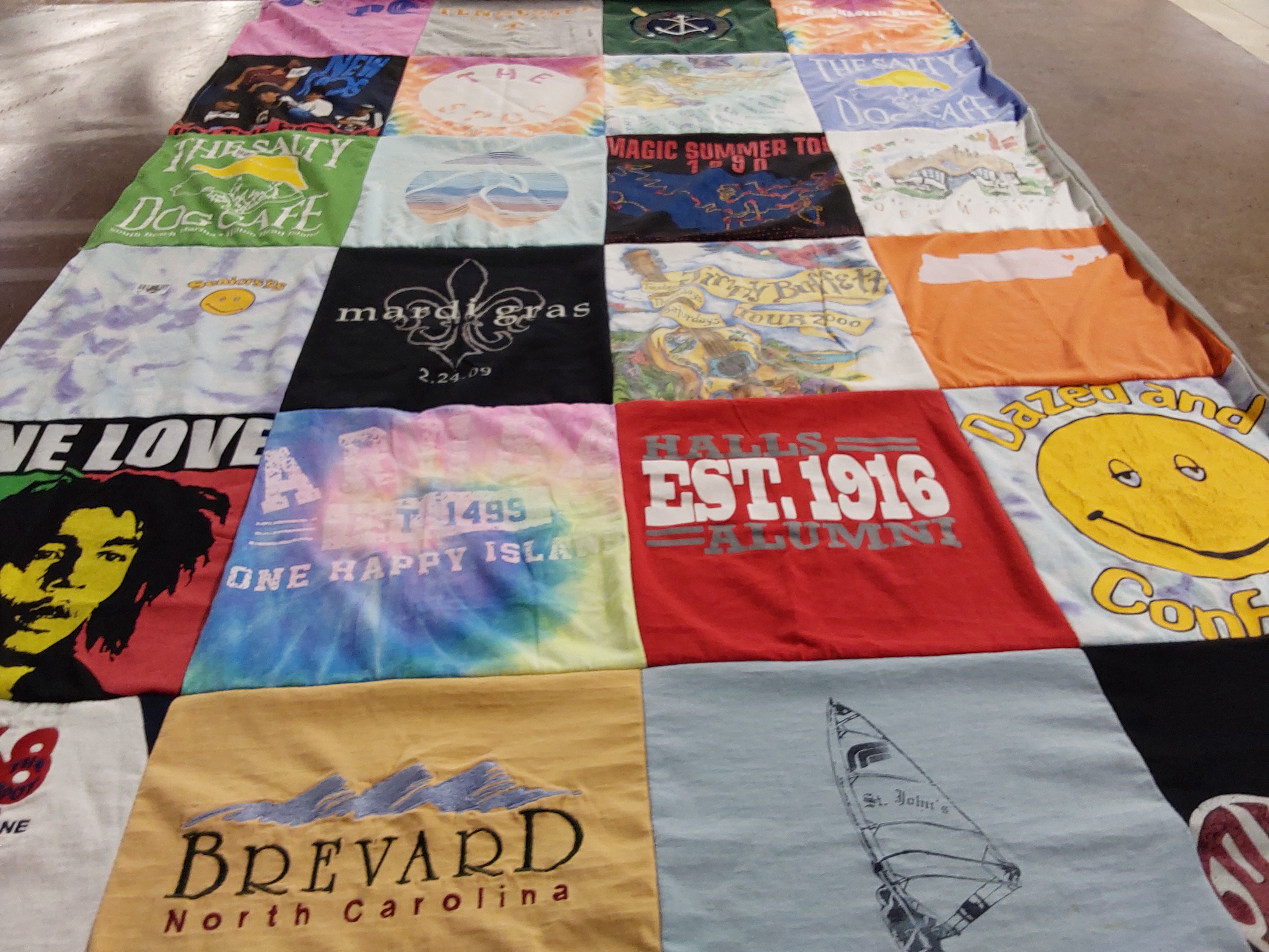 T-shirt quilt with music, beach themes by Kelly from TN